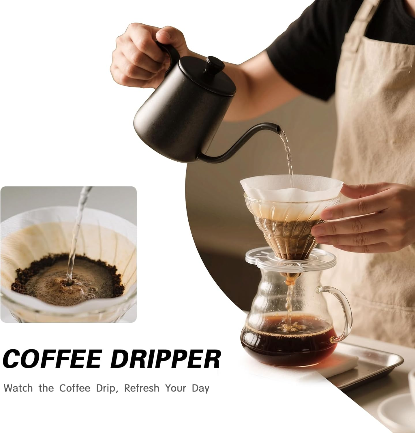 Direct V60 Coffee Dripper Size 02, 1-4 Cups, Clear, High Temperature Resistant Plastic Pour over Coffee Maker Coffee Filter Cup with Base, Slow Brewing Accessories for Home, Cafe, Travel image number 2