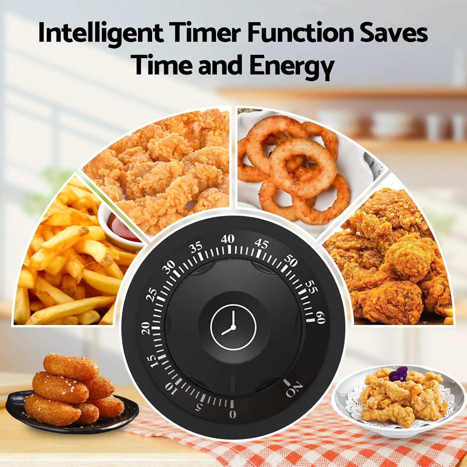 8L Deep Fryer, Electric Immersion Fryer, Countertop Fryers Cooker with Drain Basket Adjustable Temperature & Timer for Home Kitchen Use | 2500W image number 3