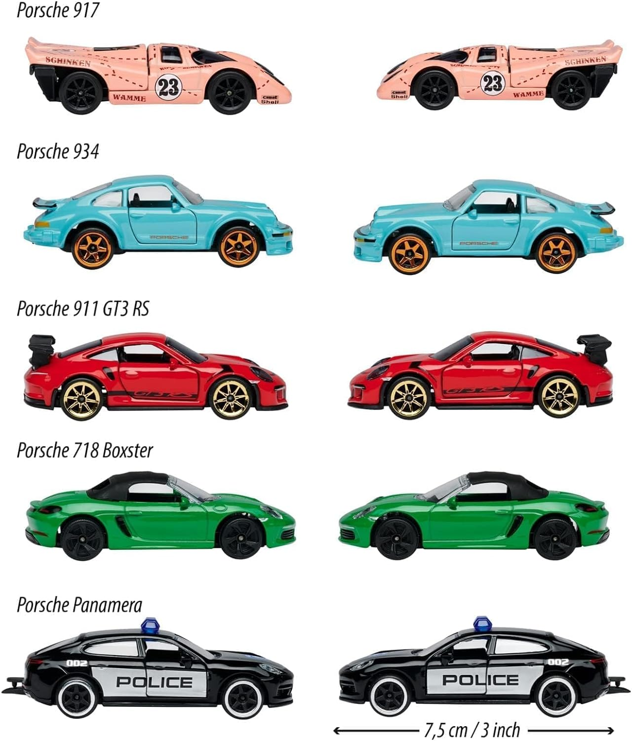 Majorette Porsche Edition 1:64 Scale Diecast Model Cars Giftpack (5 Piece Box)