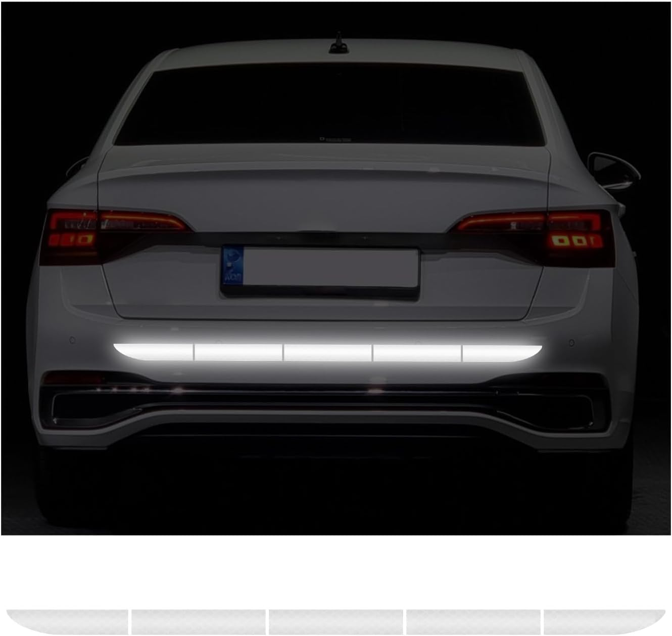 Car Trunk Reflective Sticker, Night Visibility Auto Rear Bumper Reflective Strips, Waterproof Adhesive Stickers for Safe Driving, Vehicle Exterior Decor Accessories (Blue)