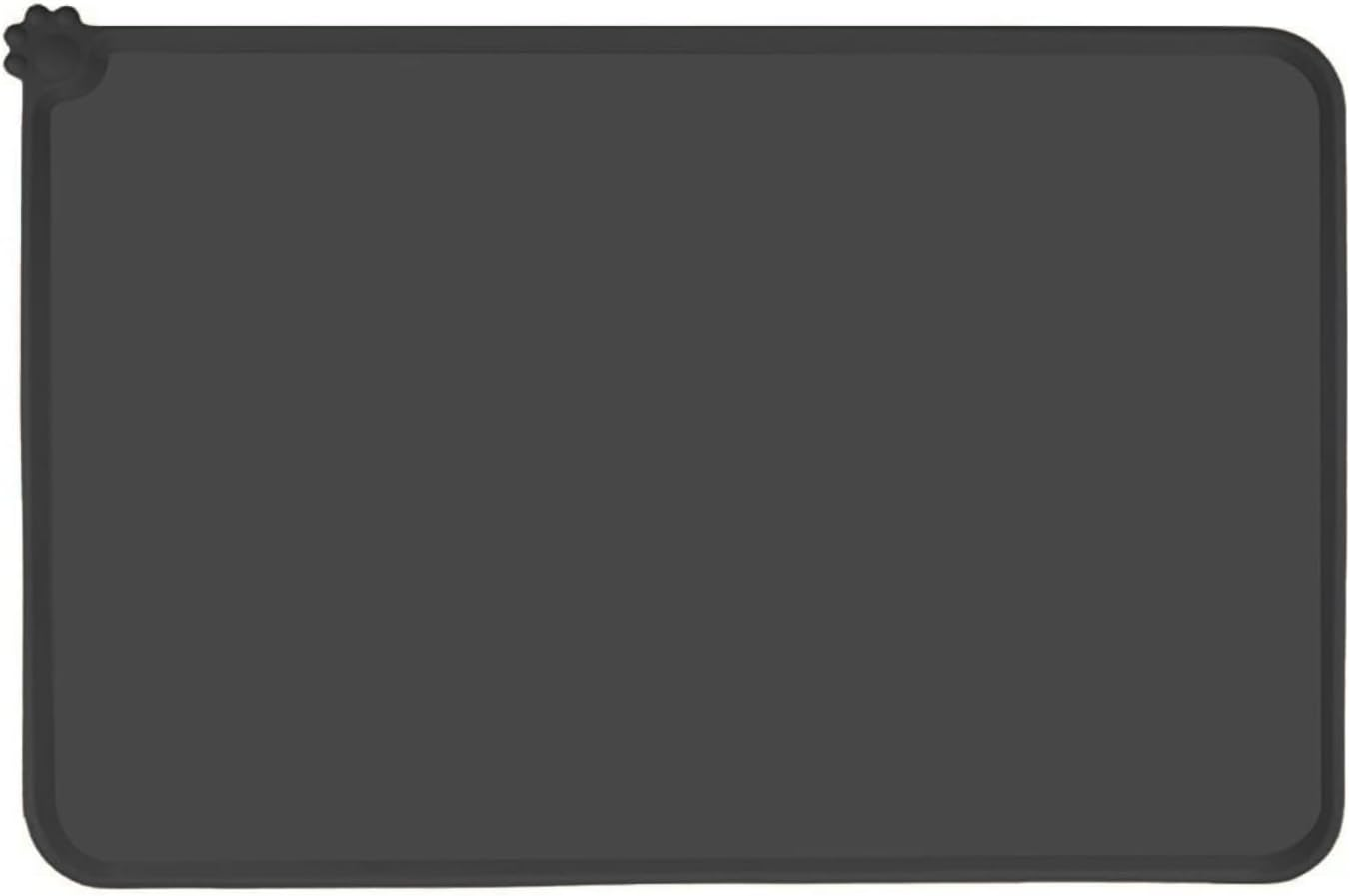 EZONEDEAL Dog Food Mat, Silicone Cat Food Mat, Non Slip Waterproof Pet Feeding Mat Food Container Placemat Pet Food Mat for Small Animals Cat Mat - Dog Bowl Mat (48X30Cm, Black)