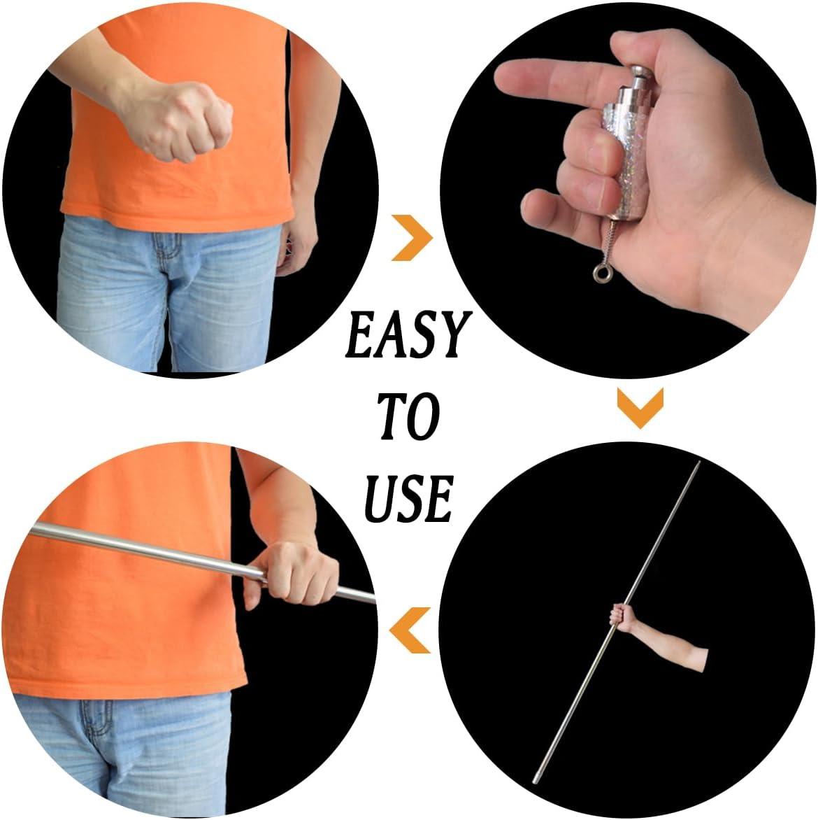 OUERMAMA Silver Metal Appearing Cane with Video Tutorial - Magician Stage Magic Trick - Black image number 7