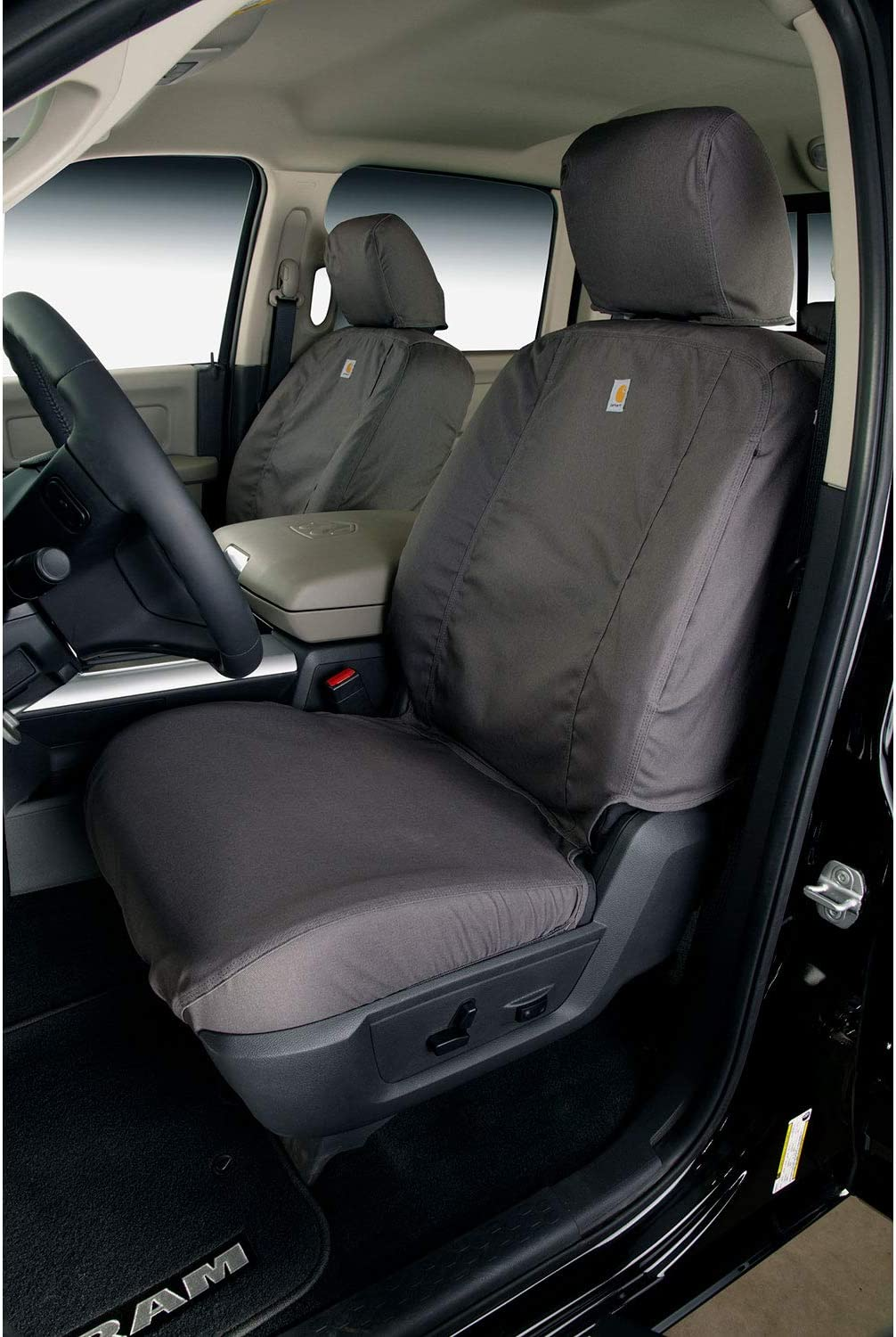 Covercraft Carhartt Seatsaver Second Row Custom Fit Seat Cover for Select Chevrolet/Gmc Models - Duck Weave (Gravel) image number 2
