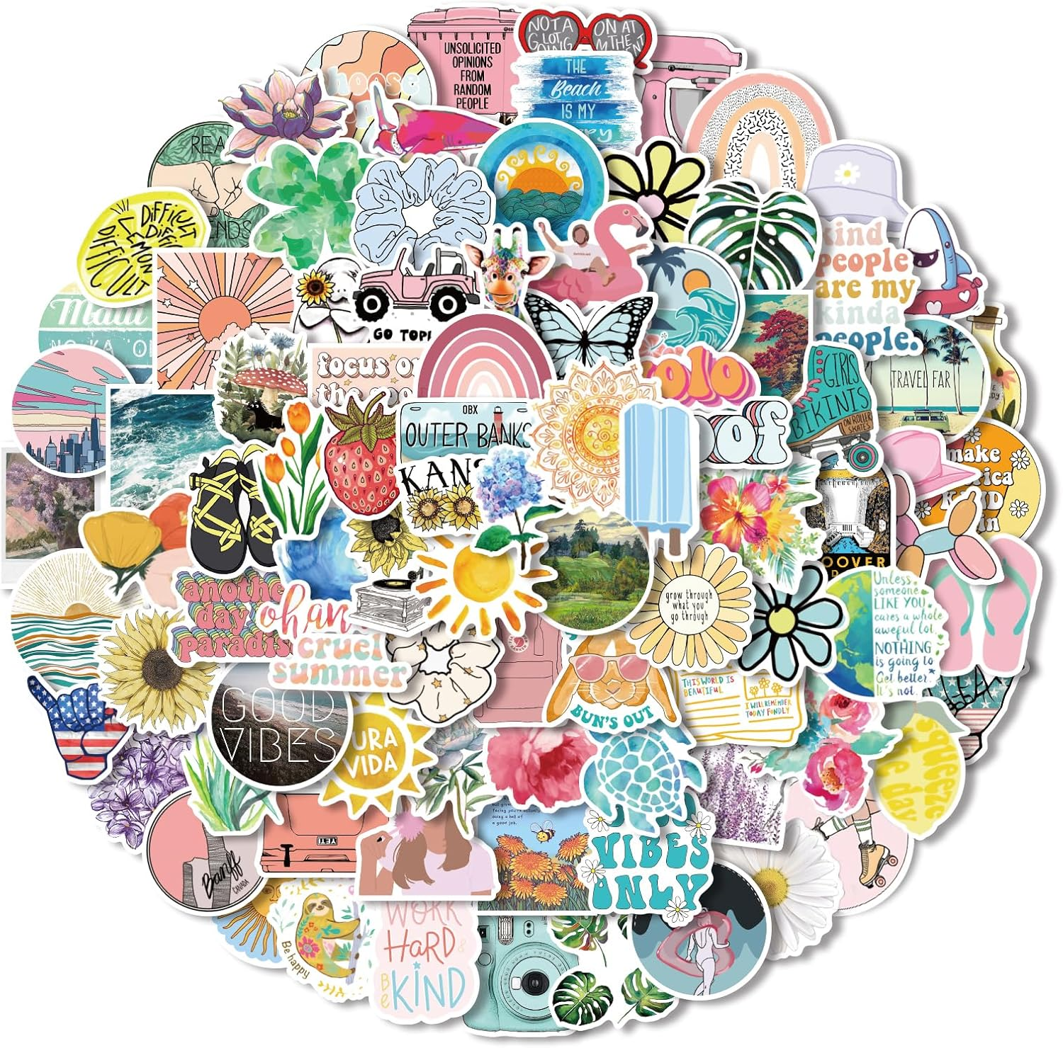 Aesthetic Stickers 200PCS VSCO Aesthetic Vinyl Cute Asthetic Stickers for Journaling,Water Bottle Sticker Pack for Teens Girls Kids image number 1