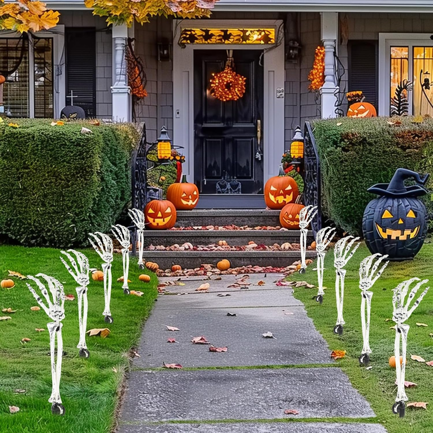 5 Pack Halloween Light Skeleton Decoration, 8 Modes 150LED Purple Garden Lights Skeleton Arm Stakes, Zombie Hand Stake Light,Waterproof, Scary Indoor Outdoor Halloween Party Props Yard Pathway Lights