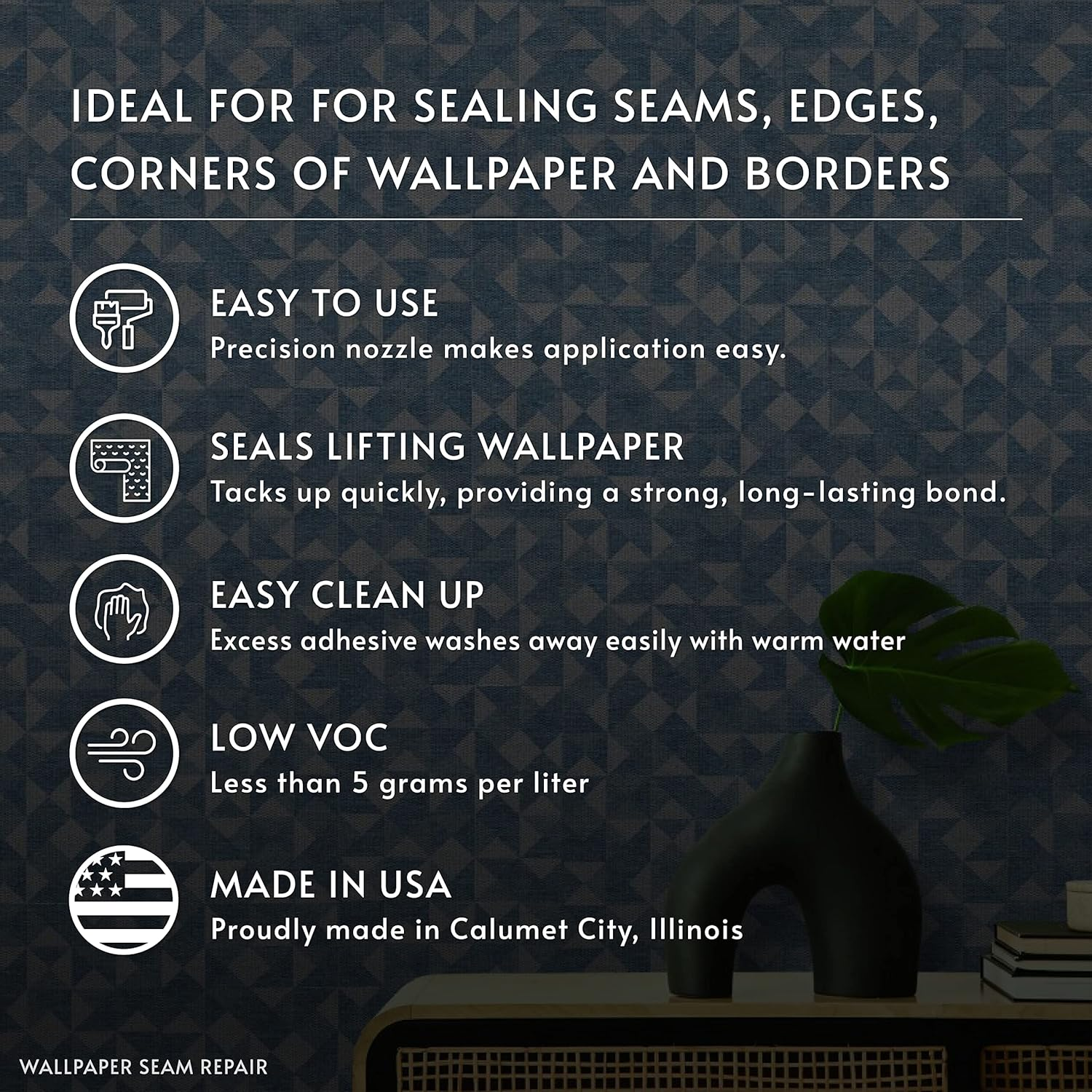 Roman Seam Repair Adhesive - Sealer for Wallpaper Tears and Loose or Overlapping Edges - White, 3 Ounce Tube with Applicator Nozzle image number 4