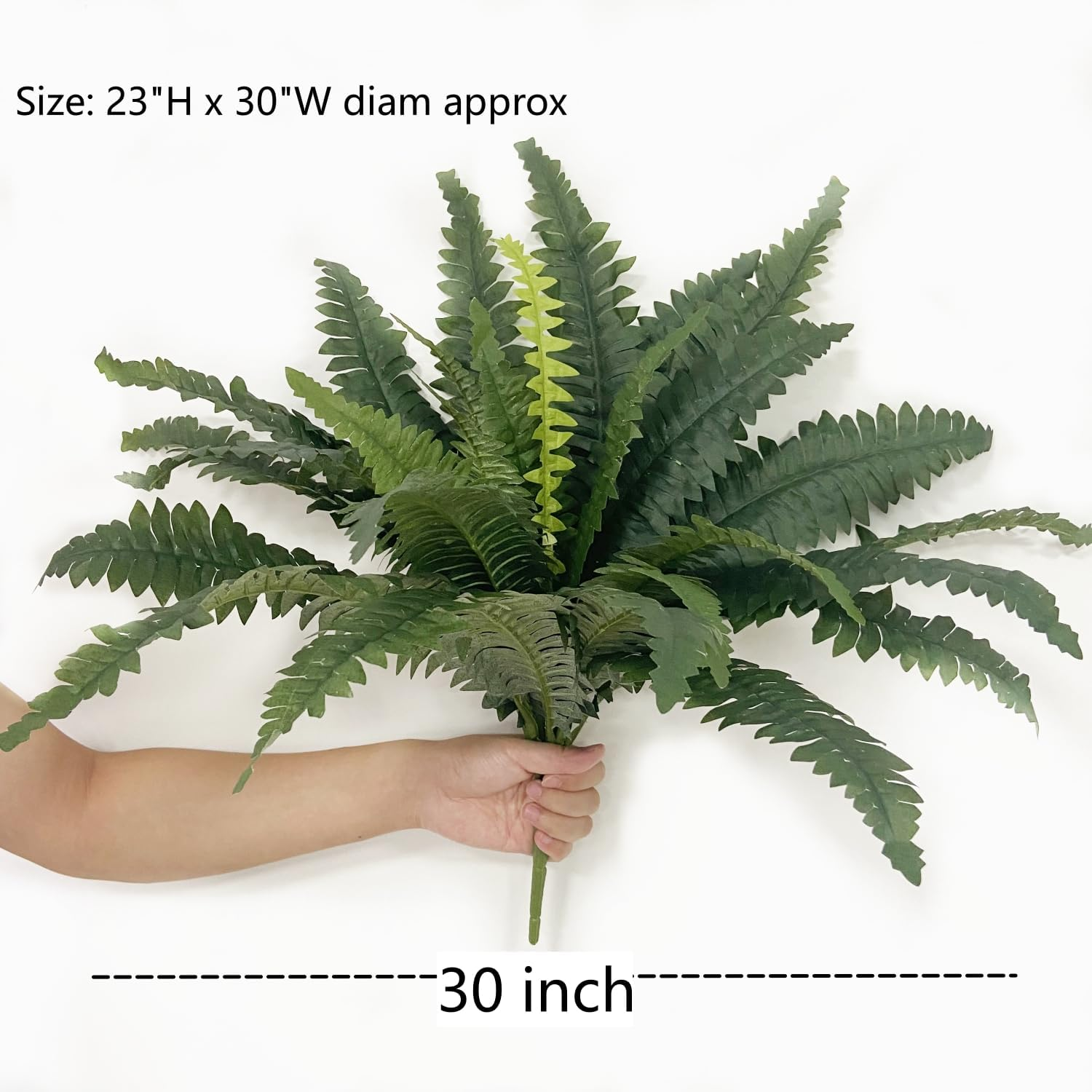 Artificial Ferns for Outdoors 3 Bundles, Large Fake Plants Greenery Artificial Boston Fern UV Resistant Faux Plant Shrubs for Indoor Home Potted Garden Porch Farmhouse Decor