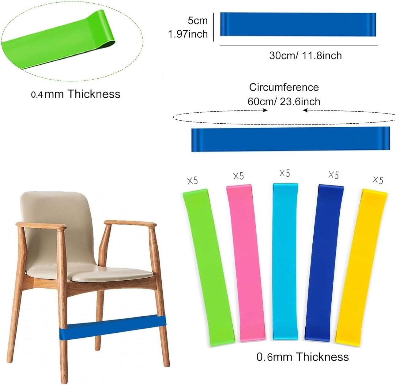 25 Pack Multicolor Classroom Chair Bands for Kids,Adhd Tools for Sensory Needs, Improve Focus & Reduce Restlessness, Fidgety Feet Solutions for Autism ADD, Home & School Must Haves (25Multicolor) image number 6