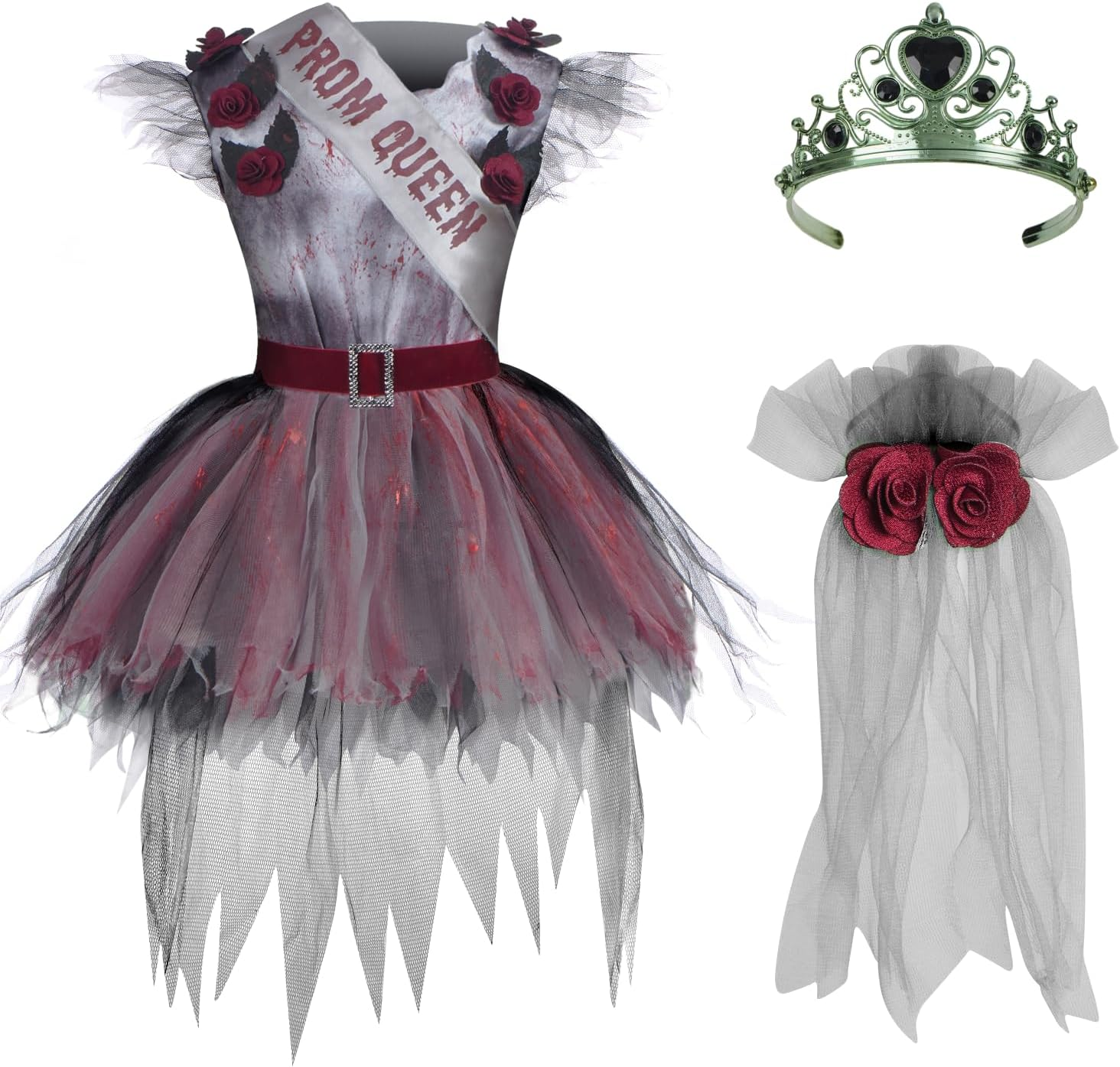 Spooktacular Creations Zombie Prom Queen Costume for Girls, Halloween Costumes for Kids, Zombie Princess Outfit for Girls image number 1