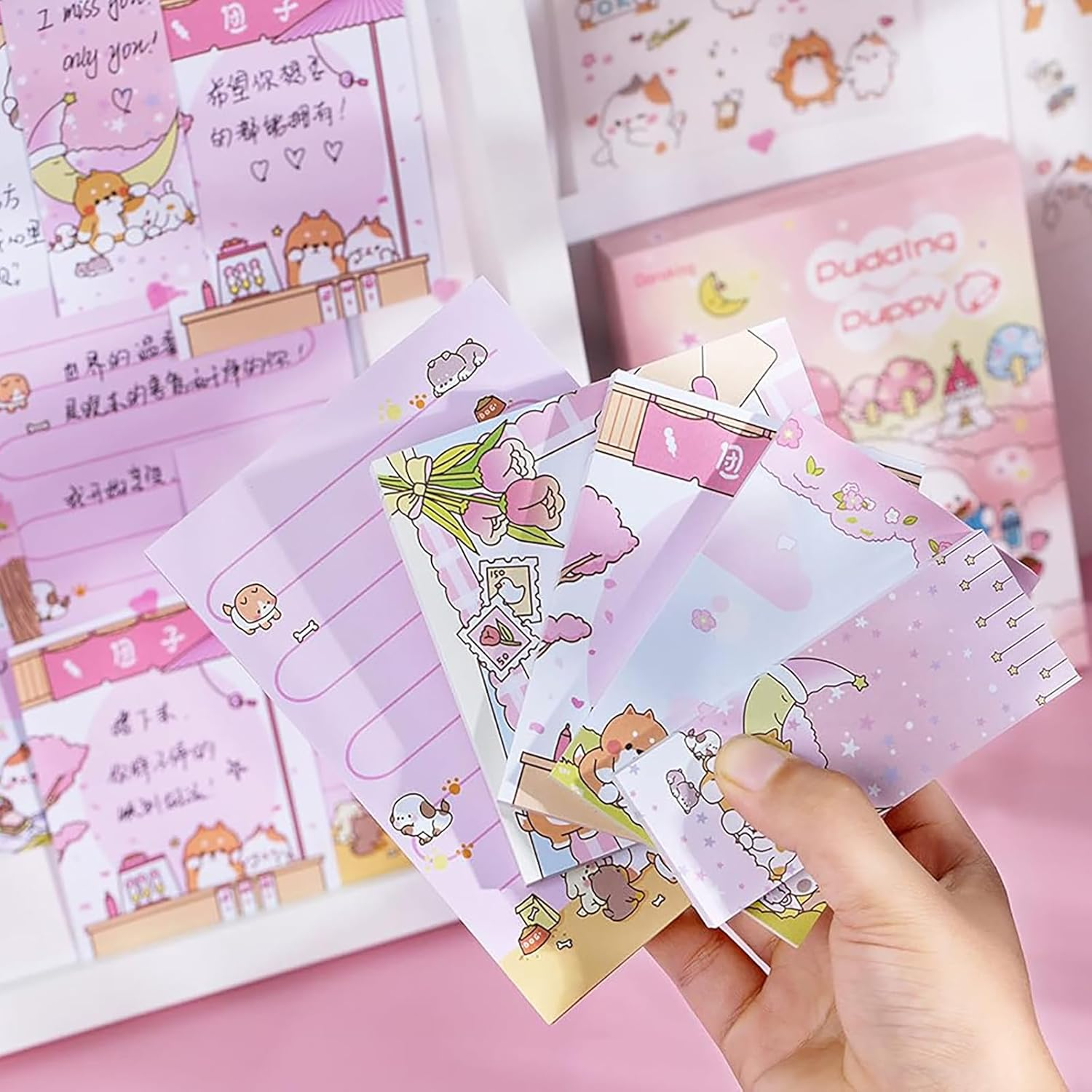 Doraking 250Sheets Cute Cartoon Dog Memo Notes Writing Pads Scrapbook Decorations TODO List for Planning with 2 Sheets Decorative Stickers, Doraking Shiba Inu Memos image number 4