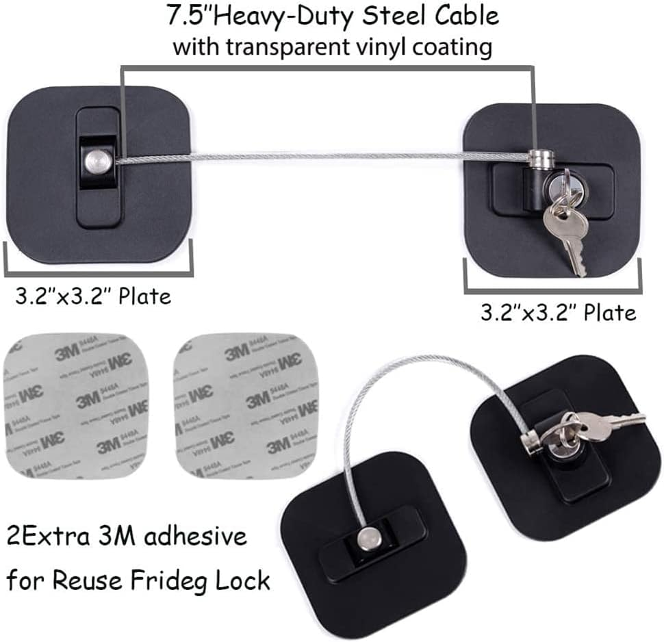 3P Black Children Safety Refrigerator Door Lock,Kids Security Window Lock,Cabinet Lock,Fridge Freezer Locks with 6 Keys image number 5