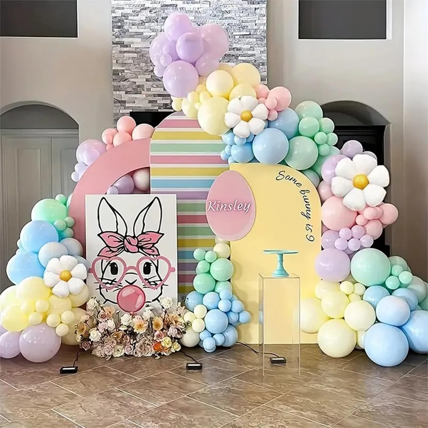 161 Pcs Daisy Balloon Garland Arch Kit Party Pastel Balloons Flower Balloons Macaron Pastel Balloons for Birthday Wedding Christmas Festival Picnic Family Party Decoration image number 3