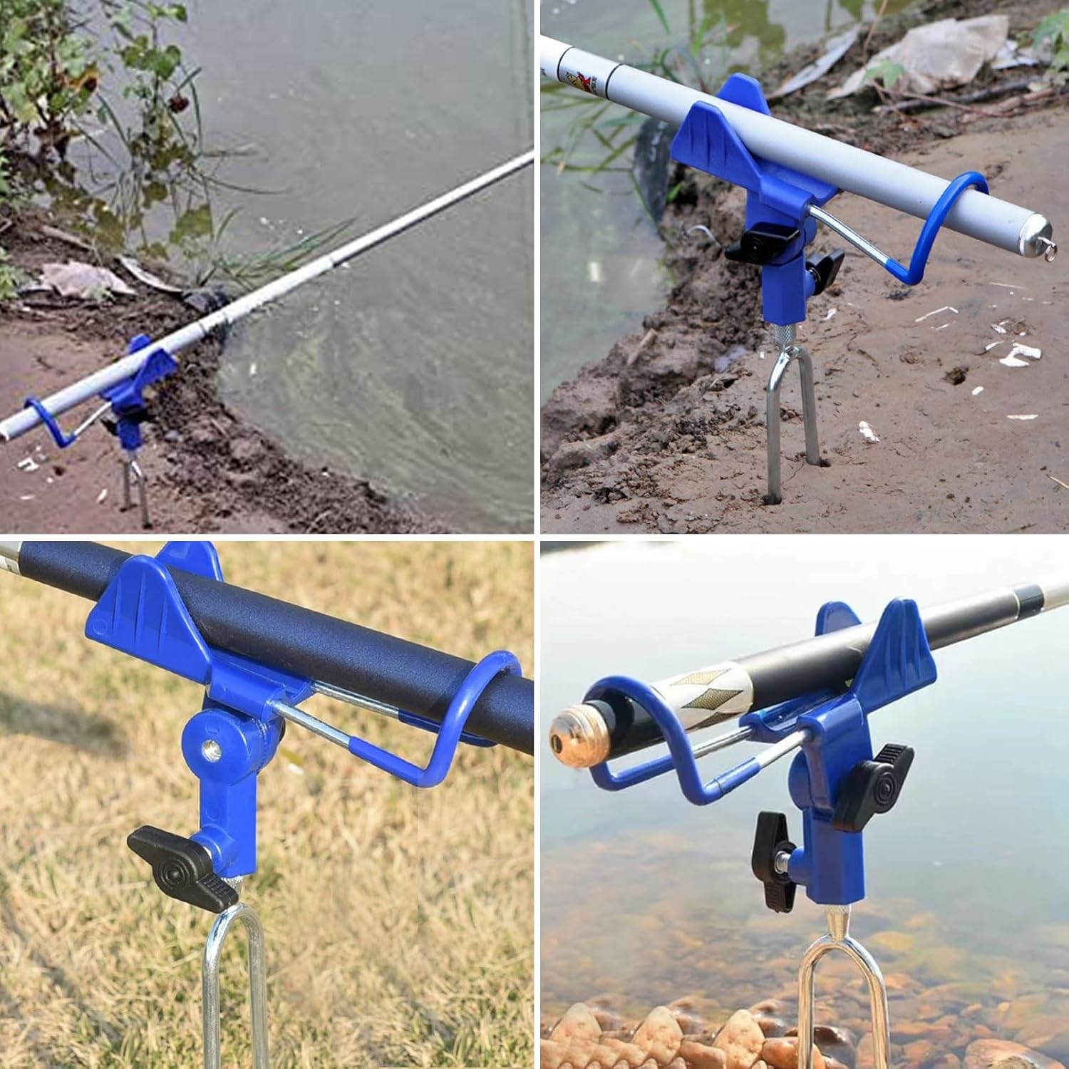 Fishing Rod Pole Holders 2 Pcs Universal Adjustable Lightweight Brackets for Hand Rods Sea Rods Steady Durable Boat Rods Holders with Clamp Hands-Free Pole Stands for Shore Bank Fishing image number 4