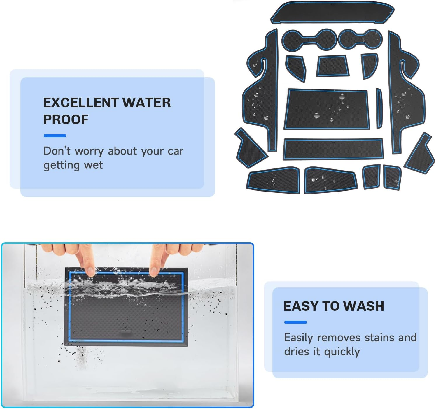 SXCY for 2024 Ford Ranger Accessories Cup Holder Inserts Liner 2024 Ranger Door Slot Mats Cupholder Coasters for 2024 Ford Ranger Lariat/Raptor/Xl/Xlt Accessories Inserts Liner Waterproof Mats(Blue) image number 5