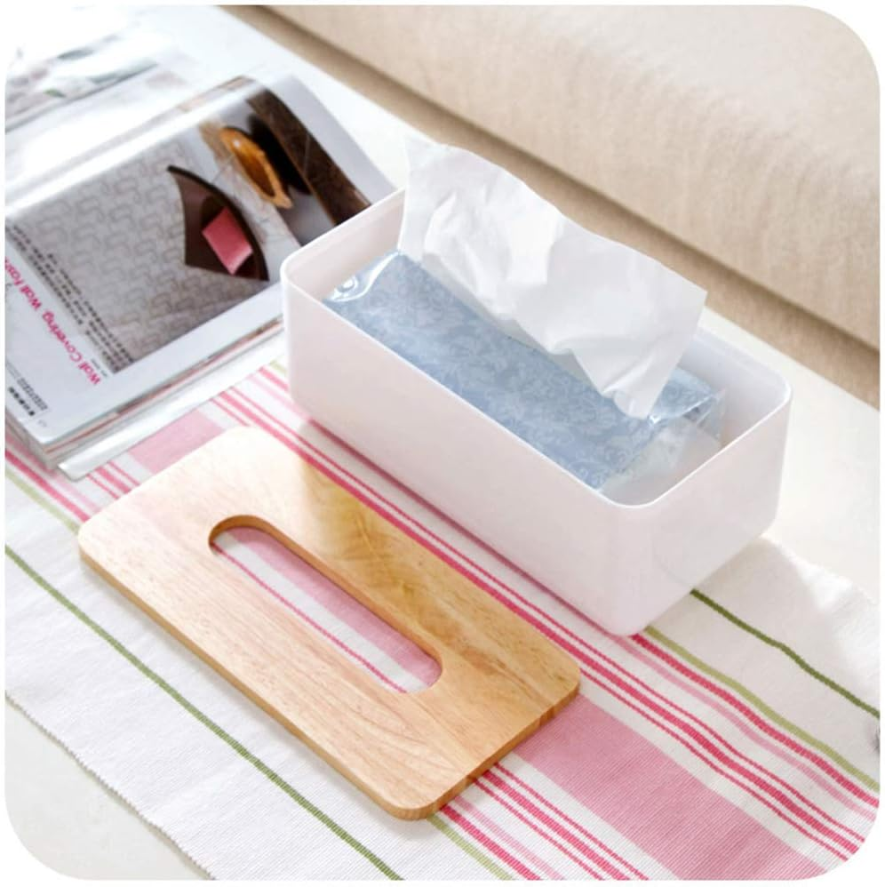 Wood Tissue Box Cover Gloves Box Holder Wooden Rectangular Tissue Box Holder for Storage on Bathroom Vanity, Countertop, Bedroom Dresser (Large(10.2 X 5.1 X 4.5)) image number 5