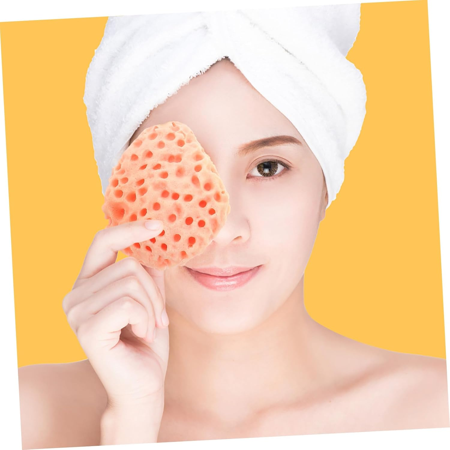 3Pcs Portable Facial Exfoliating Sponges for Face Washing and Makeup Removal, Supple Compressed Bath Sponges in Green, Orange, and Pink for Daily Skincare and Shower Use image number 3