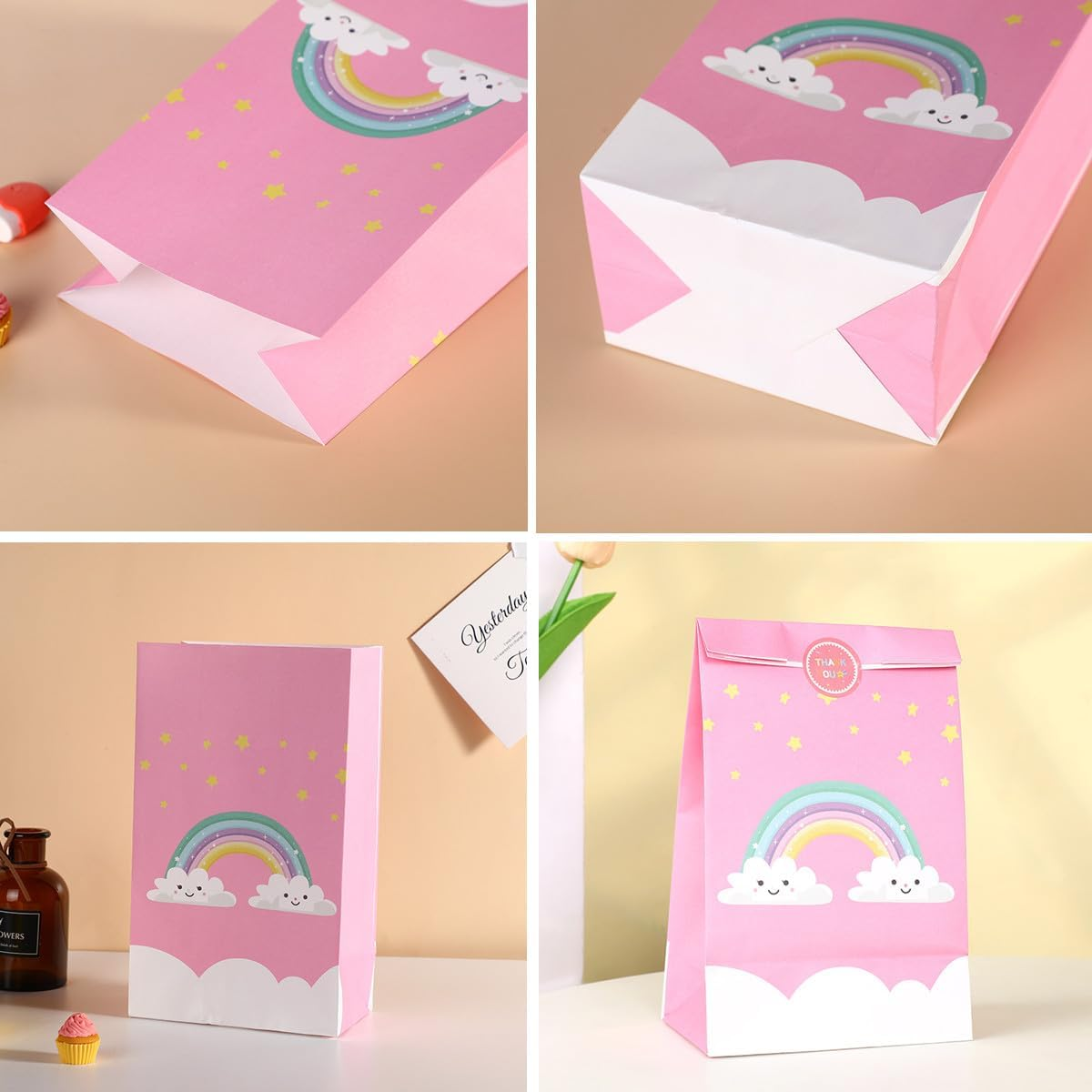 OSYLICT 24PCS Party Gift Bag with Thank You Stickers, Wrapping Gift Paper Bags for Kids Girls Boys Birthday Bags Party Bags Wedding Favor Bags image number 3