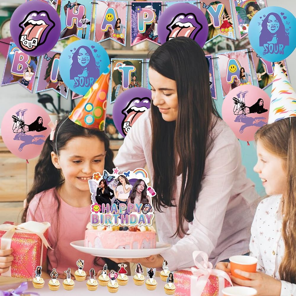 32PCS Olivia Party Balloons Decorations Set,Olivia Singer Birthday Party Supplies,King Banner,Kids Animals Party Decorations Olivia Theme Cake Toppers for Baby Shower, Kids Birthday Party image number 5