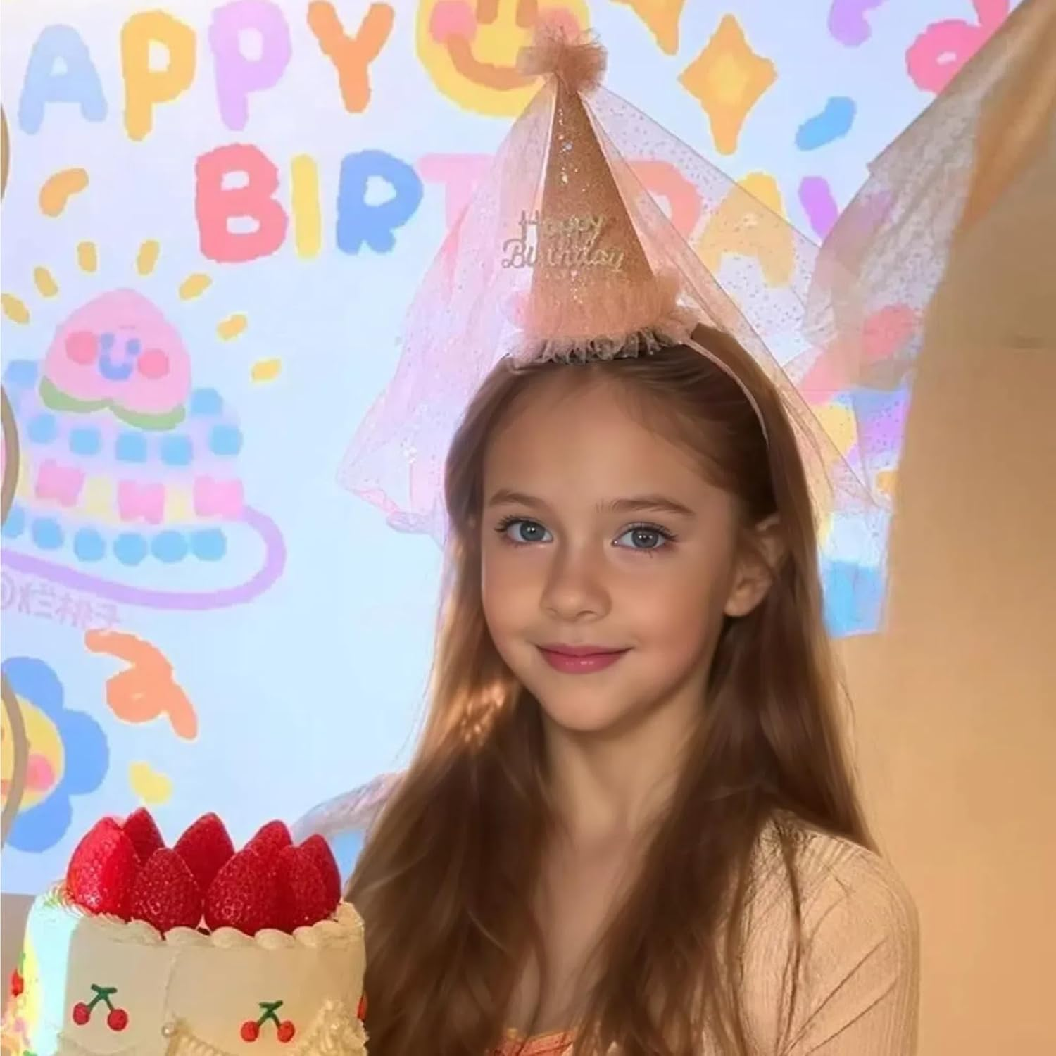 Birthday Hats, Party Hats, Birthday Dress Up,Princess Birthday Hat with Veil - Fairytale Princess Look