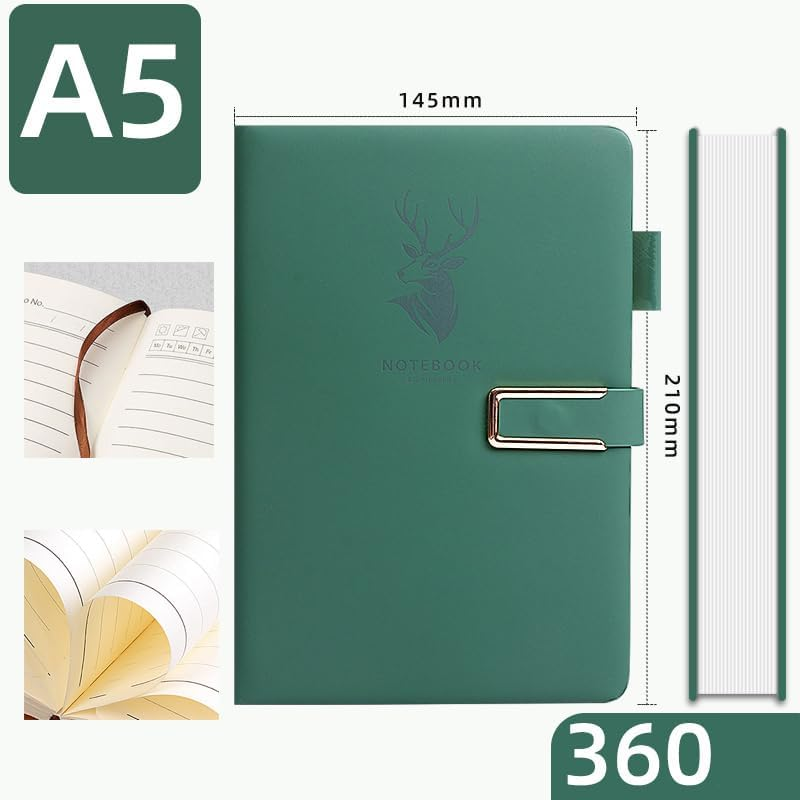 Lined Journal Notebook,80Gms College Ruled with 360 Numbered Pages,A5 Hardcover Notebook for Journaling Writing Work Business Study Office Travel Recording (Green) image number 2