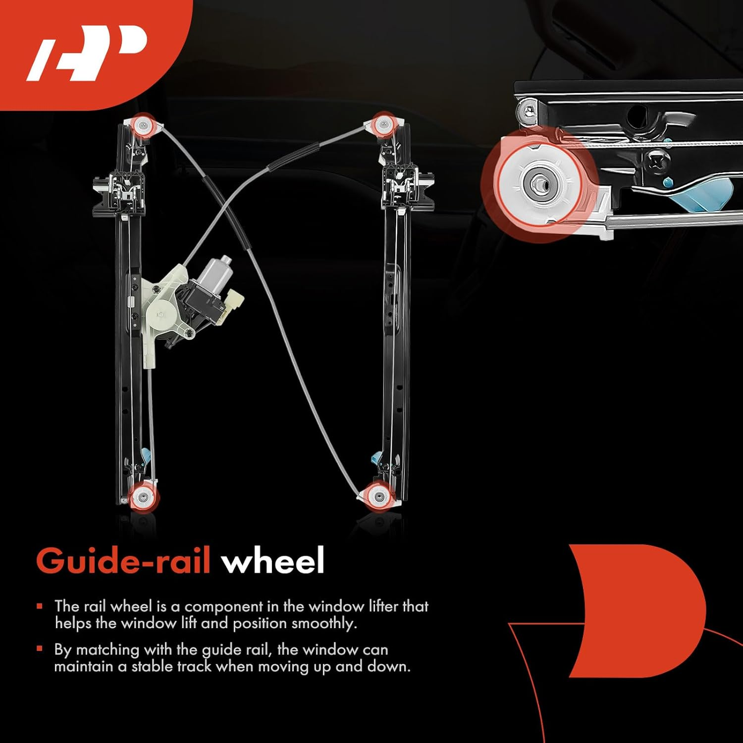 A-Premium Power Window Regulator with Motor Compatible with Land Rover Discovery L462 2017-2020 with Auto-Up Front Driver Side image number 3