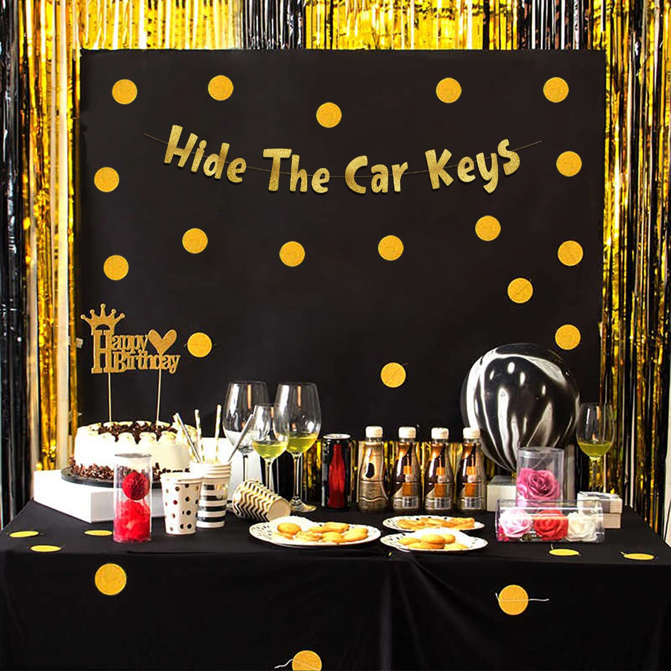 Hide the Car Keys Gold Glitter Banner &ndash; 15Th and 16Th Funny Birthday Party Decorations, Favors, Supplies, Ideas and Gifts. image number 4