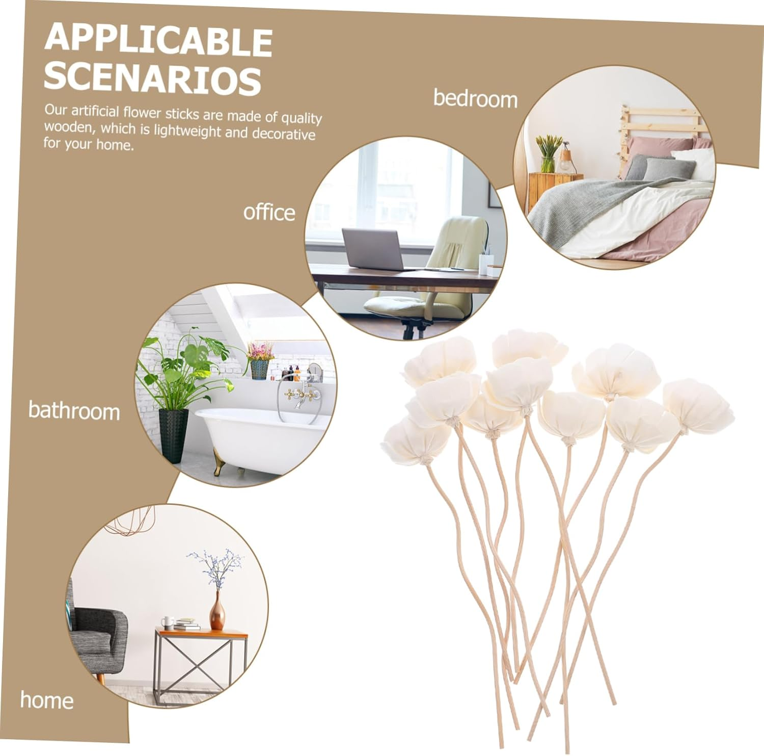 DOITOOL 50 Pcs Fragrance Diffuser Aroma Diffuser Scent Flower Rattan Oil Aroma Sticks Rose Flower Rattan Sticks Reed Stick Reeds Aroma image number 1