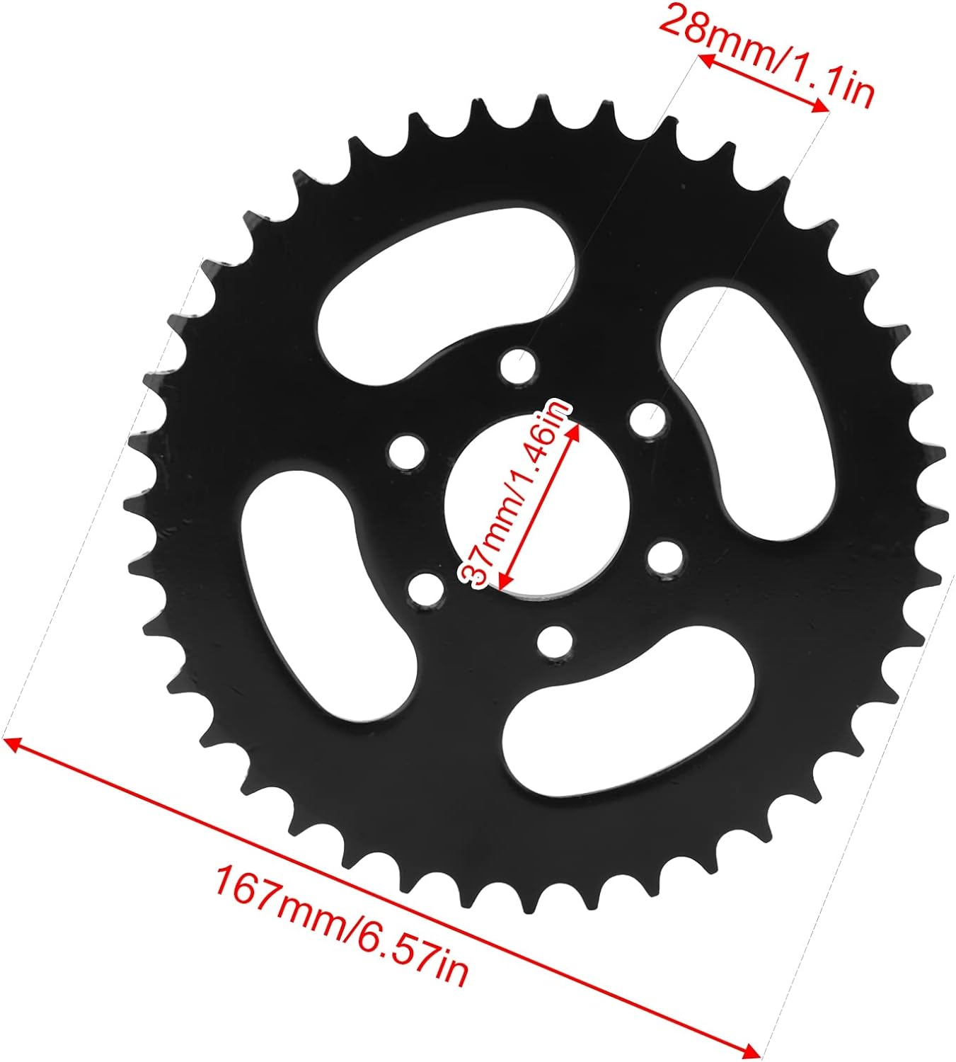 428 40T Rear Chain Sprocket Cog, Stainless Steel Bike Sprocket 6 Holes, Black Rear Chain Sprocket for 4 Wheel ATV Quad Bike Go Karts Mini Bike image number 6