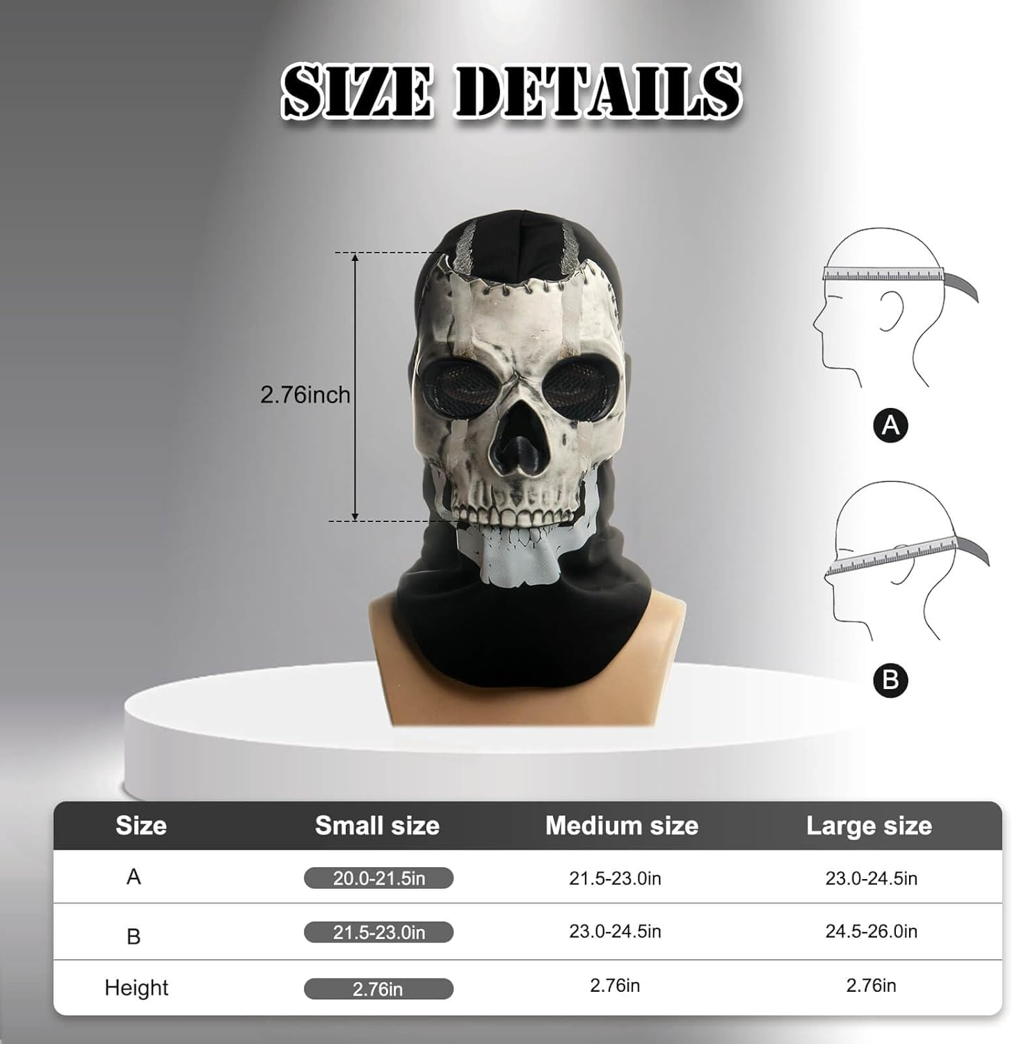 PARTYGEARS COD Ghost Mask Skull Full Face Mask MW2 Cosplay Costume Mask for Sport Halloween Cosplay Black PG232131 image number 5