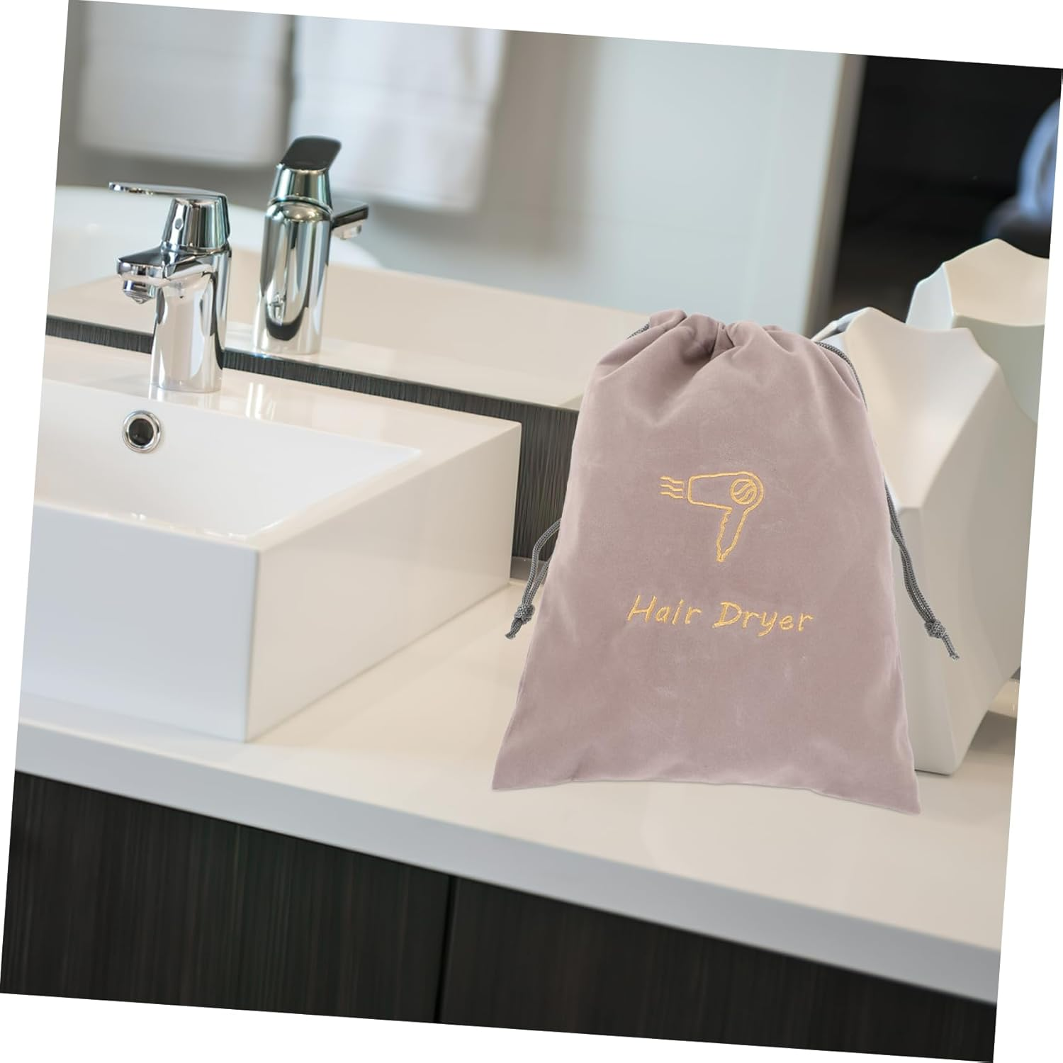 Storage Bag for Hair Dryer Drawstring Storage Bag Portable Lightweight Fabric Pouch for Outdoor Travel Home Use image number 6