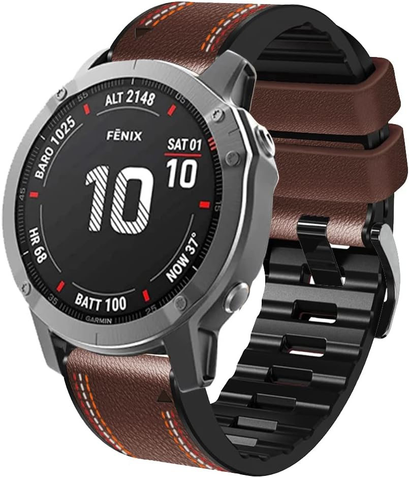 Fleshy Leaf 22Mm Tricolor Band Bracelet Strap Compatible for Garmin Fenix 8 47Mm / Epix Pro 47Mm, Fenix 7,Fenix 6,Fenix 6 Pro,Fenix 5,Fenix 5 Plus,Approach S60 S62,Forerunner 935 945,Quick Release Strap Wristband - Brown image number 5