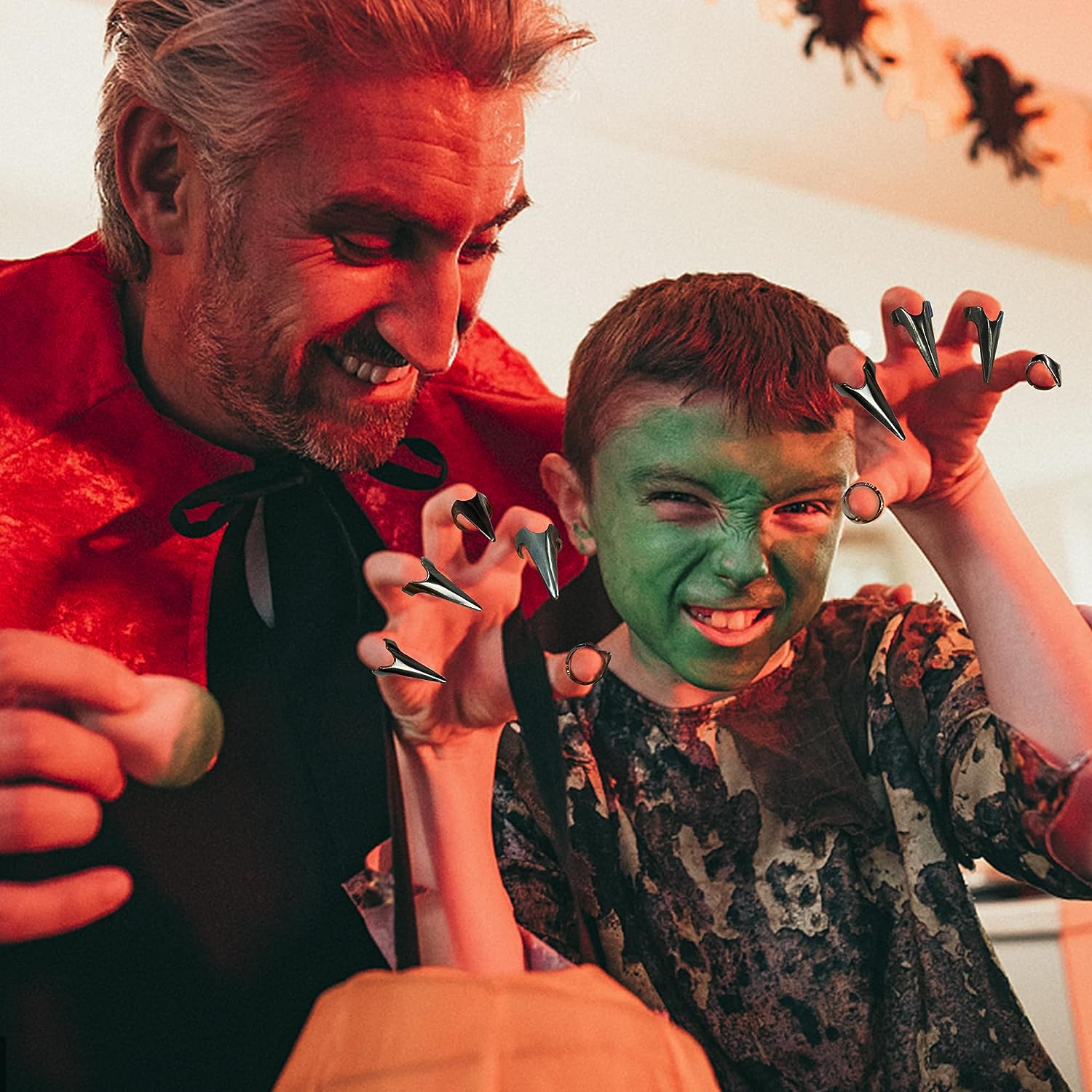 XIPEGPA 40 Piece Full Finger Set Claws Rings Vintage Metal Ring Finger Claws for Cosplay Gothic Talon Nail Art Holiday Party, Metal image number 3