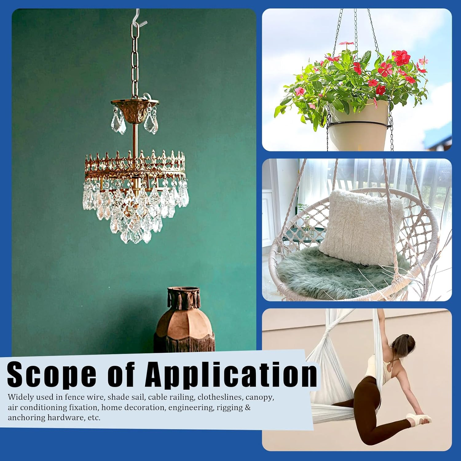 Glarks 6Pcs M10 Expansion Hook Set, 304 Stainless Steel Open Cup Hook Screw, Heavy Duty Concrete Hook, Expansion Screw in Hooks, Concrete Wall Hook for Concrete Brick Stone Ceiling Hanging image number 6