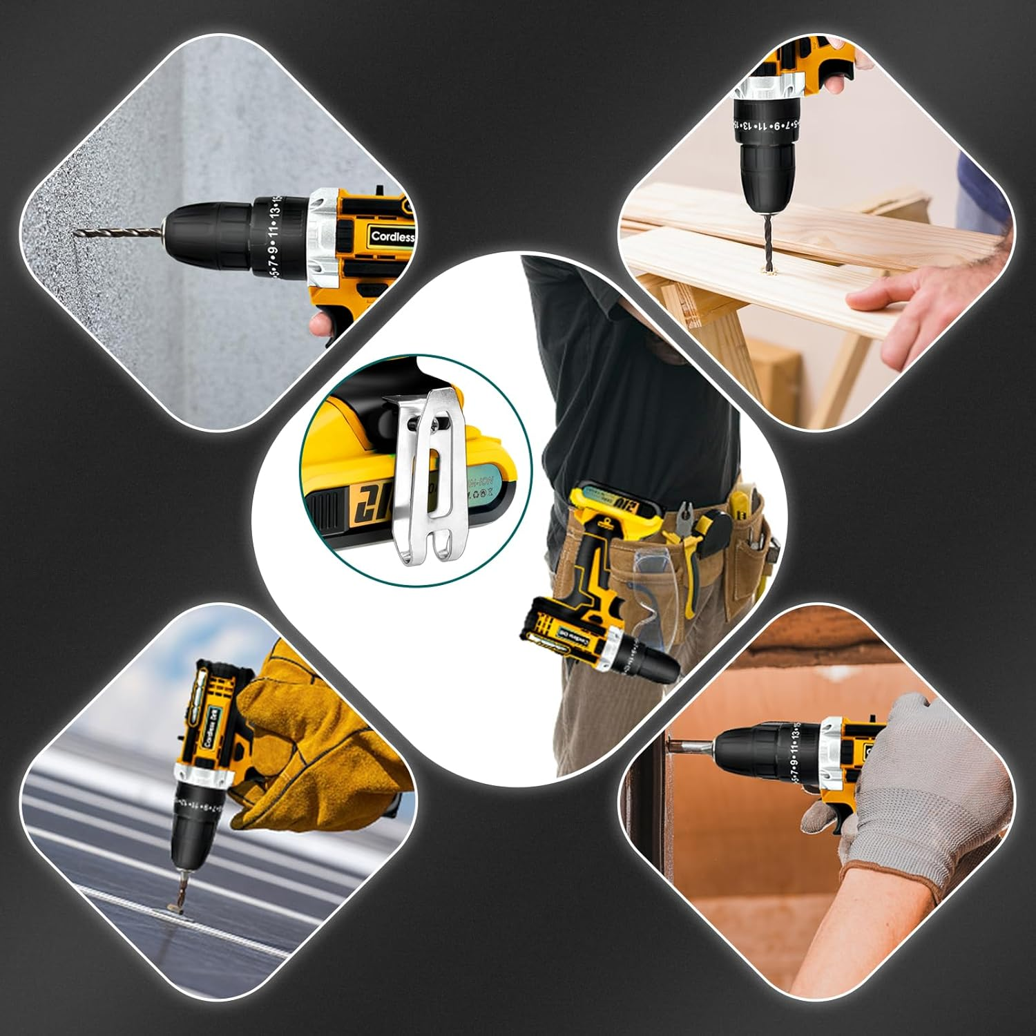 24Pcs 21V Cordless Drill Driver Set Household Hand Tool Kit,25Nm Variable Speed Multifunctional Rechargeable Power Drill Set with Led Light & Charger 25+3 Torque, 2000Mah Li-Ion for Home (Yellow)