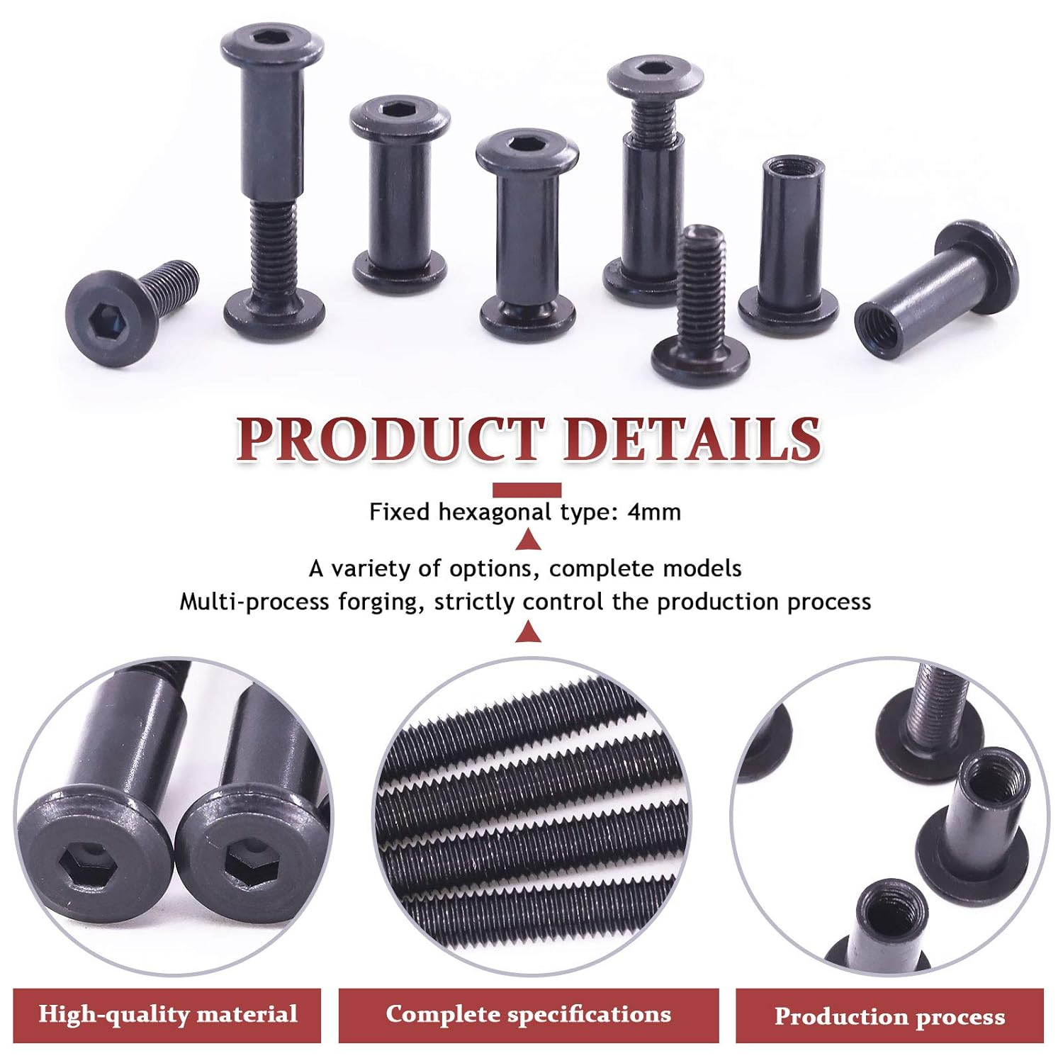 Hilitchi 120Pcs M6 Hex Drive Socket Cap Bolts Kit Countersunk Head Screws Bolts Dowel Barrel Nuts Crib Nuts Assortment Kit for Furniture Hardware Fitting (16/20/25/30/35Mm) image number 1