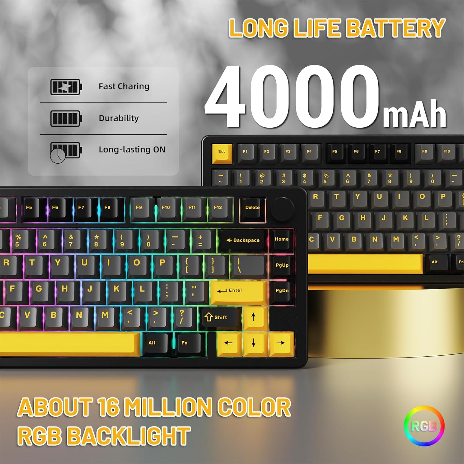 ATTACK SHARK X86 75% Wireless Gasket Mechanical Keyboard with Knob, CNC Aluminum Turd, 3 Mode Connectivity,82 Key Hot Swappable,Custom Linear Switches RGB Gaming Keyboard for Win/Mac/Linux-Star Black - Star White image number 6