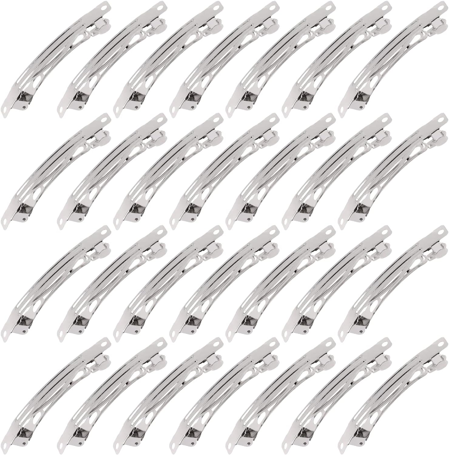 80 Pcs French Barrette Hair Clips Assortment Set 3.14 Inch Silver Metal Blank Alligator Hairpin Rectangle Craft Bow Clips for DIY Hairdressing Accessories (8 Cm) image number 1
