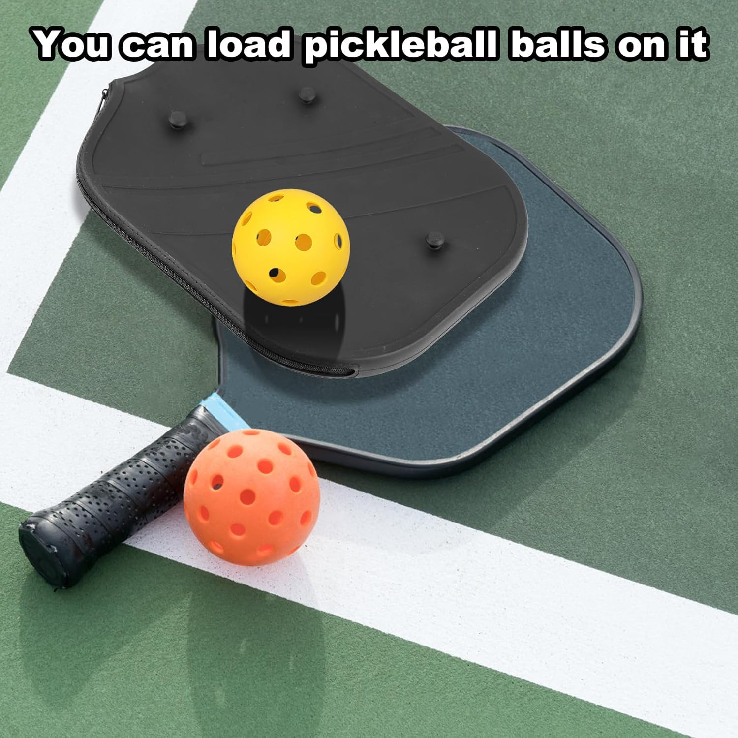 Pickleball Racquet Cover, 10.63X8.27 Inch Universal Silicone Pickleball Racket Sleeve Paddle Storage Bag Pickleball Racket Case for Most USAPA Standard & Lengthened Pickleball Racquet (Black) image number 6