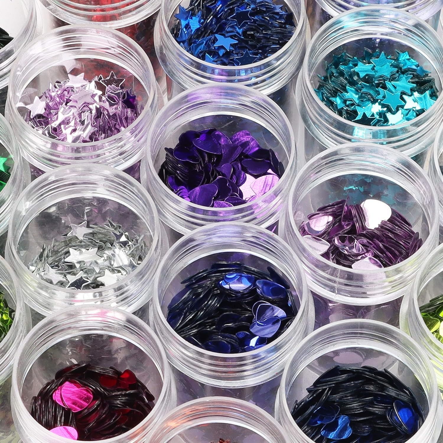 24 Pack Glitter Stars & Hearts Sequins - Assorted Colors Craft Embellishments for DIY Arts & Crafts, Decorations, Scrapbook, Card Making & Make Up image number 2