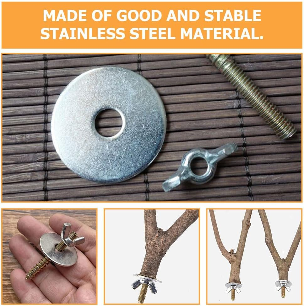 VANZACK 12 Sets Bird Cage Screws Bird Perch Screws Bird Stand Platform Accessories for Building Bird Perch Stand, Hamster Platform Connecting and Fixing to Pet Cage image number 4