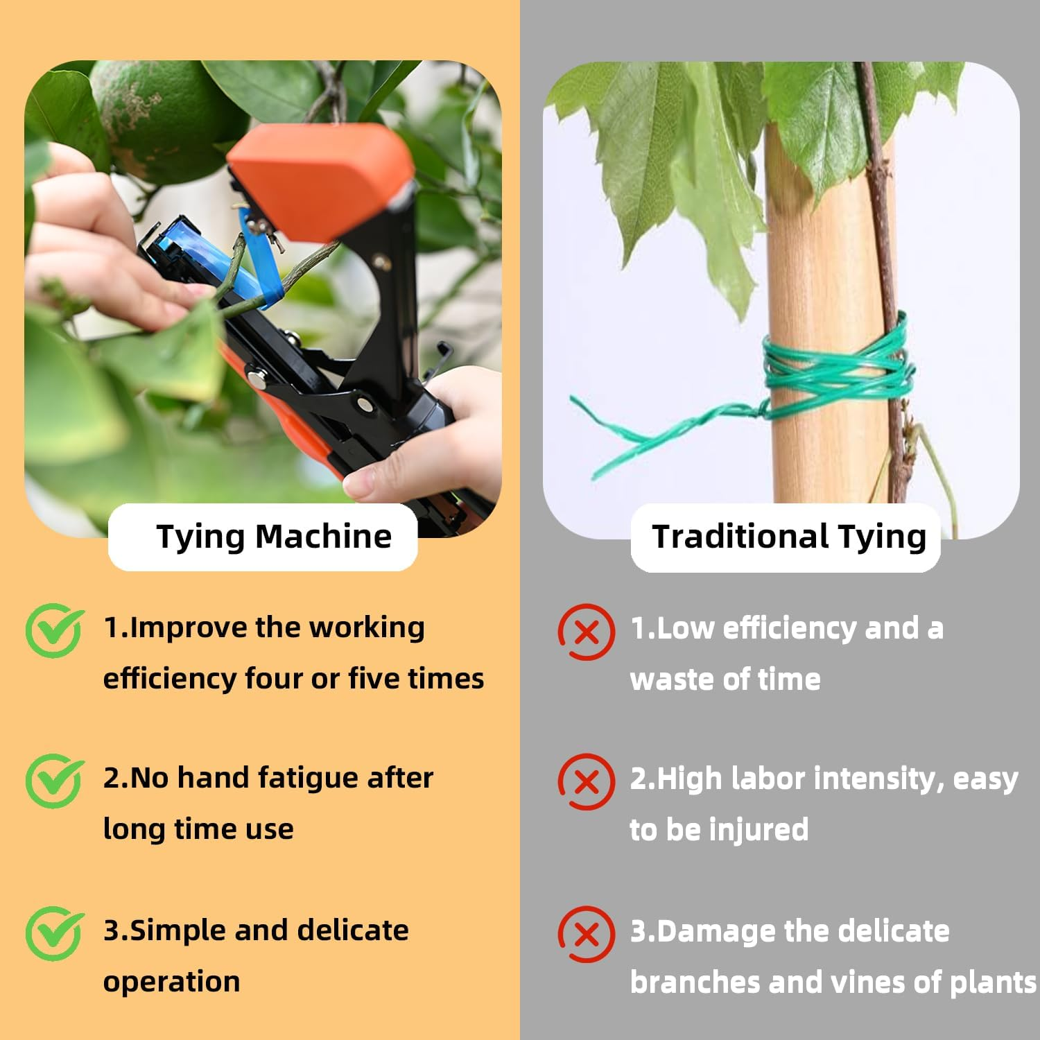 SUCA Plant Tying Machine, Cattle Panels for Garden, Vine Tool with 10000Pcs Staples, 21 Rolls Tape Gun for Grapes, Tapener (Tapetool Set 1Pcs) image number 4