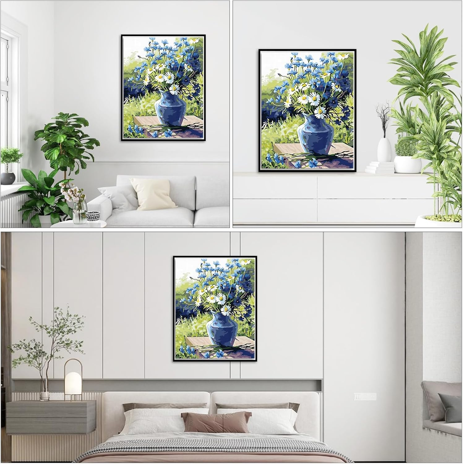 Paint by Number for Adults. Flowers Paint by Numbers for Adults Beginner Drawing Paintwork with 3 Paintbrushes Paint Canvas Oil Painting 16&rdquo; X 20&rdquo; image number 3