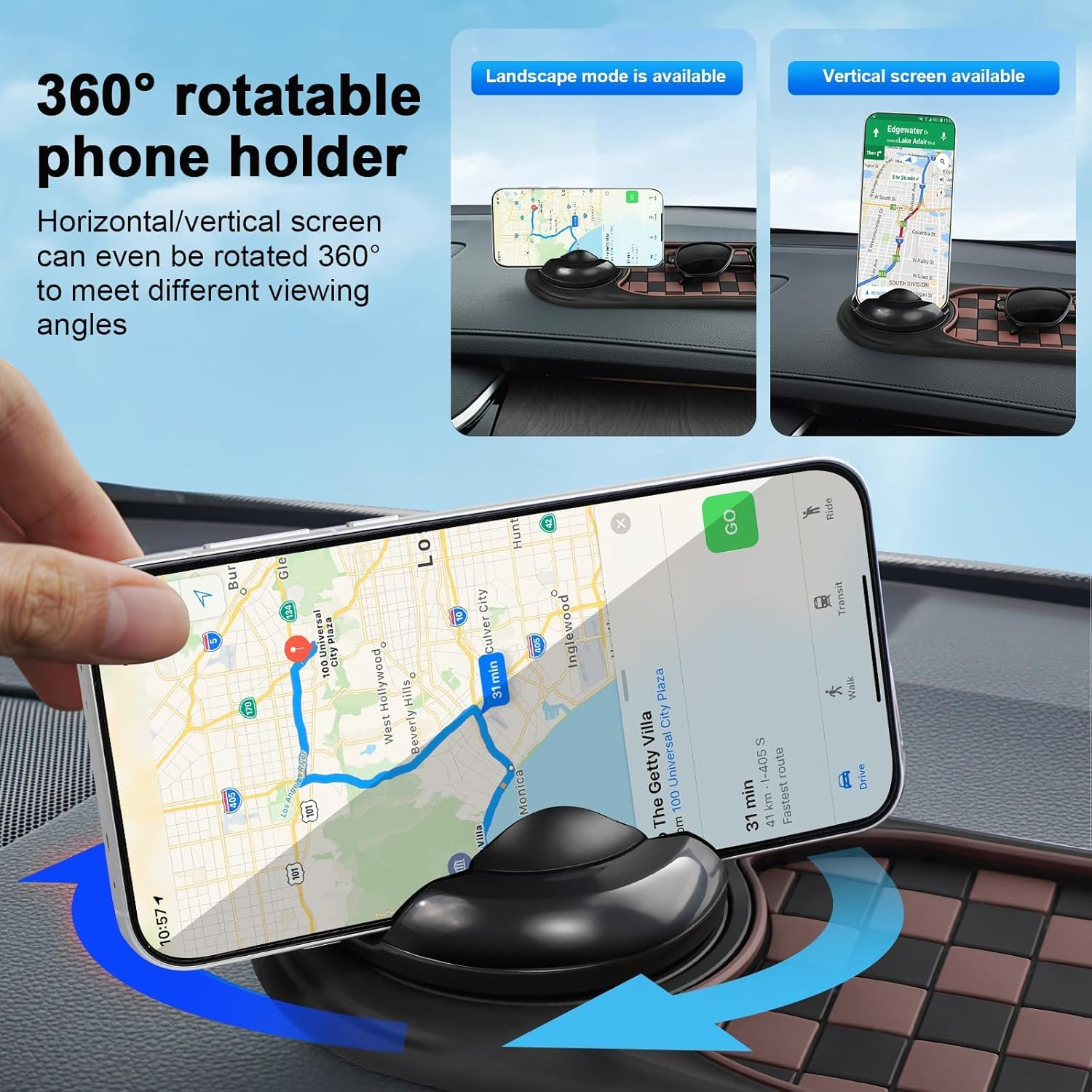 Non-Slip Mat for Car, Car Dashboard Anti-Slip Rubber Pad, Multifunctional Non-Slip Mobile Phone Holder - Organiser Tray, Phone Holder with Hidden (Black) image number 5