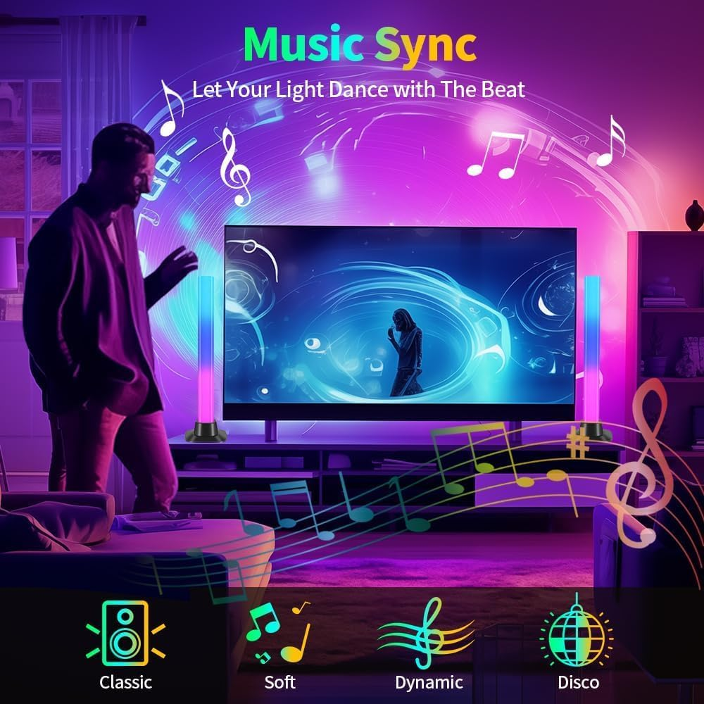 CHENBEN RGB Light Bars, LED Light Bars 2PCS 30CM 16 Million Colors,App Control and Voice Control,Timer,Scene and Music Modes,Smart Light Bar for Gaming PC Bedroom Accessories Computer Case,Party image number 4