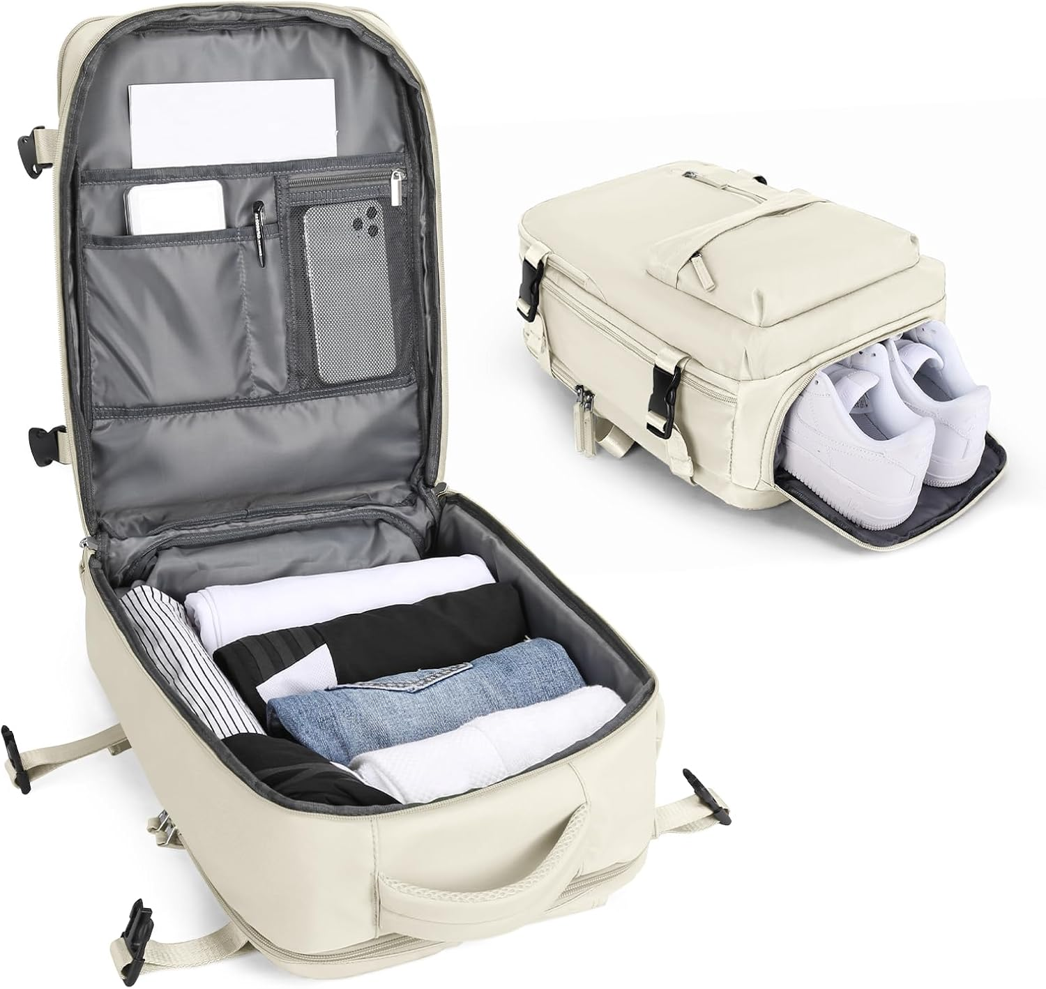 Lendolk Large Travel Backpack Women, Carry on Backpack Men,Hiking Backpack Waterproof Outdoor Sports Rucksack Casual Daypack School Bag Fit 14 Inch Laptop with USB Charging Port Shoes Compartment