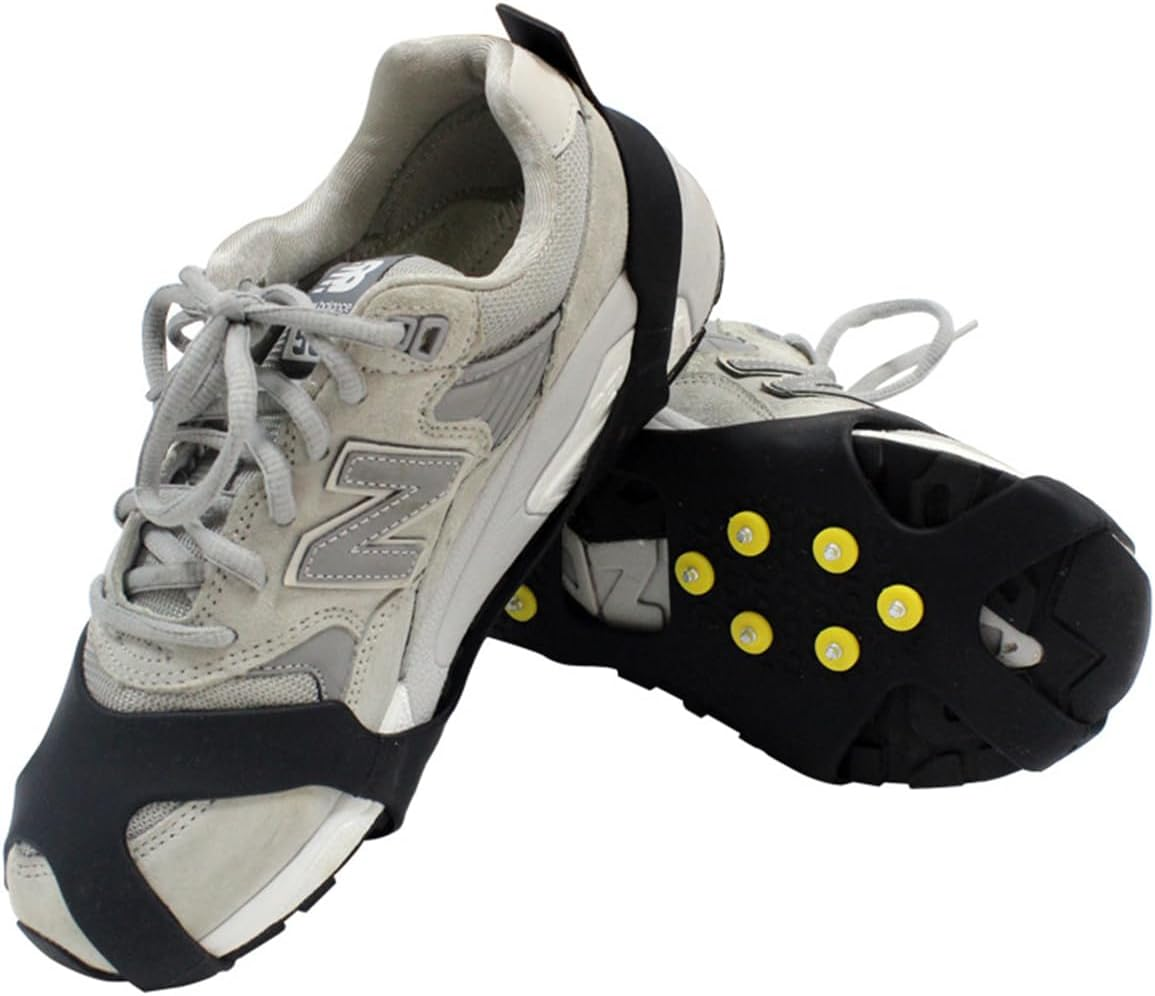 NUZAMAS Ice Cleats for Shoes and Boots Silicone Ice Snow Grips 10 Steel Studs Shoe Spikes Grips Anti-Wrestling Cleats Crampons Fit for Walking Ice Fishing Xl(45-48Cm) image number 4