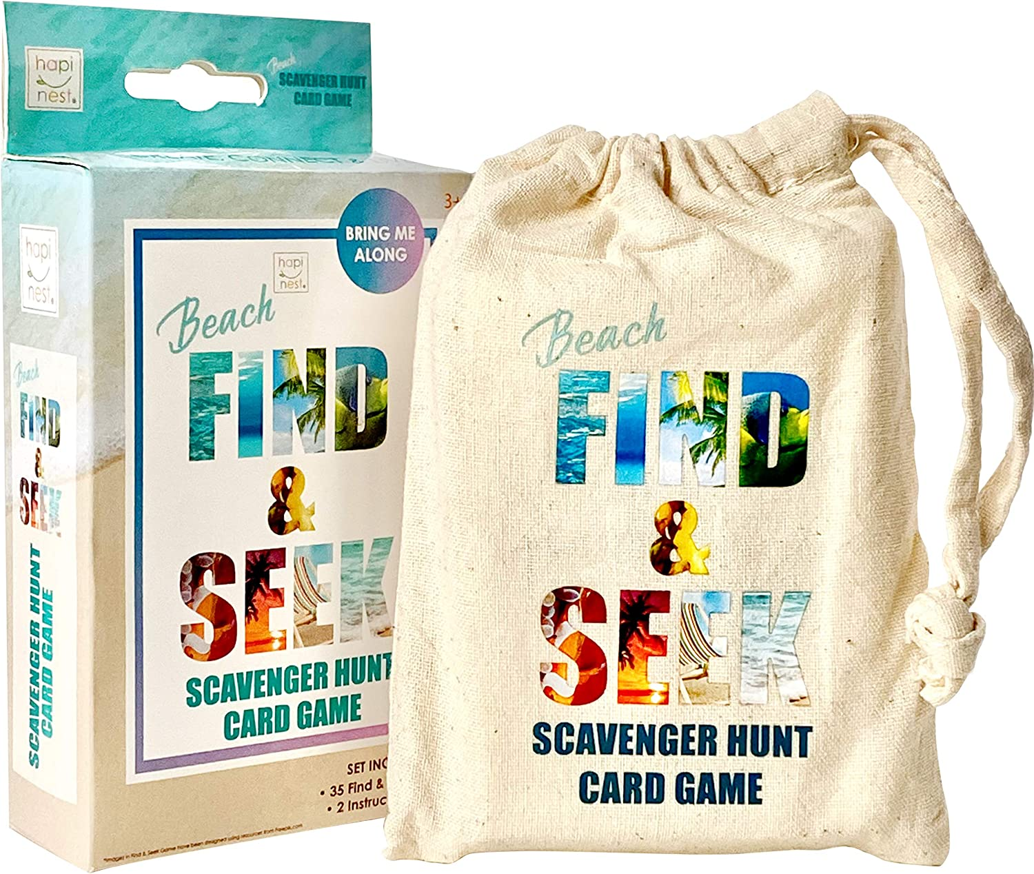 Hapinest Find and Seek Scavenger Hunt Outdoor Indoor Card Game for Kids, Beach Edition