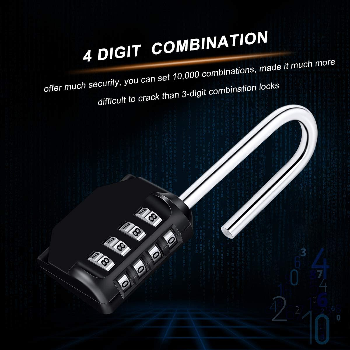 Combination Padlock, [2.6Inch Long Shackle] Diyife 4 Digit Combination Lock, Padlock Weatherproof Outdoor Locker Lock for School Gym Locker, Shed, Fence, Hasp (Black) image number 5
