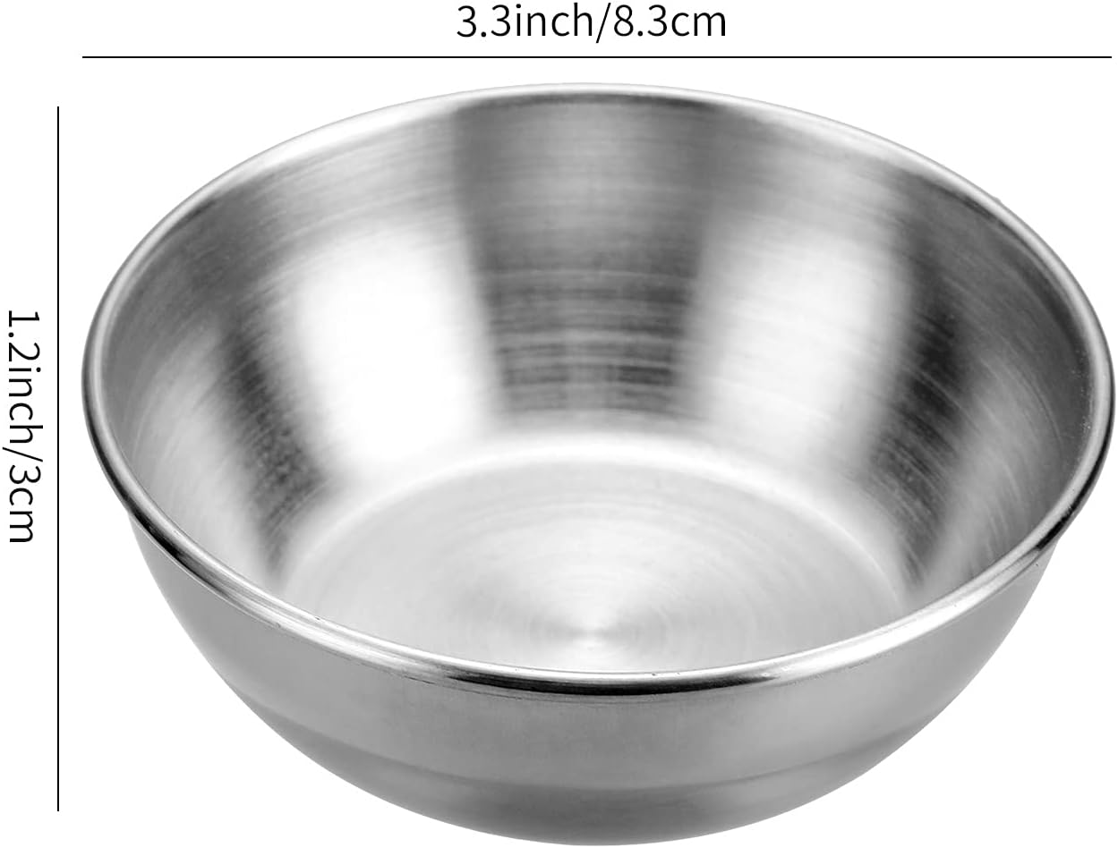 12Pcs Sauce Dishes 3.2 Inch Stainless Steel round Seasoning Dishes Bowls Condiment Cups Sushi Dipping Small Dish Bowl Saucers Mini Appetizer Plates Silver Color - Silver Sauce Dishes image number 5