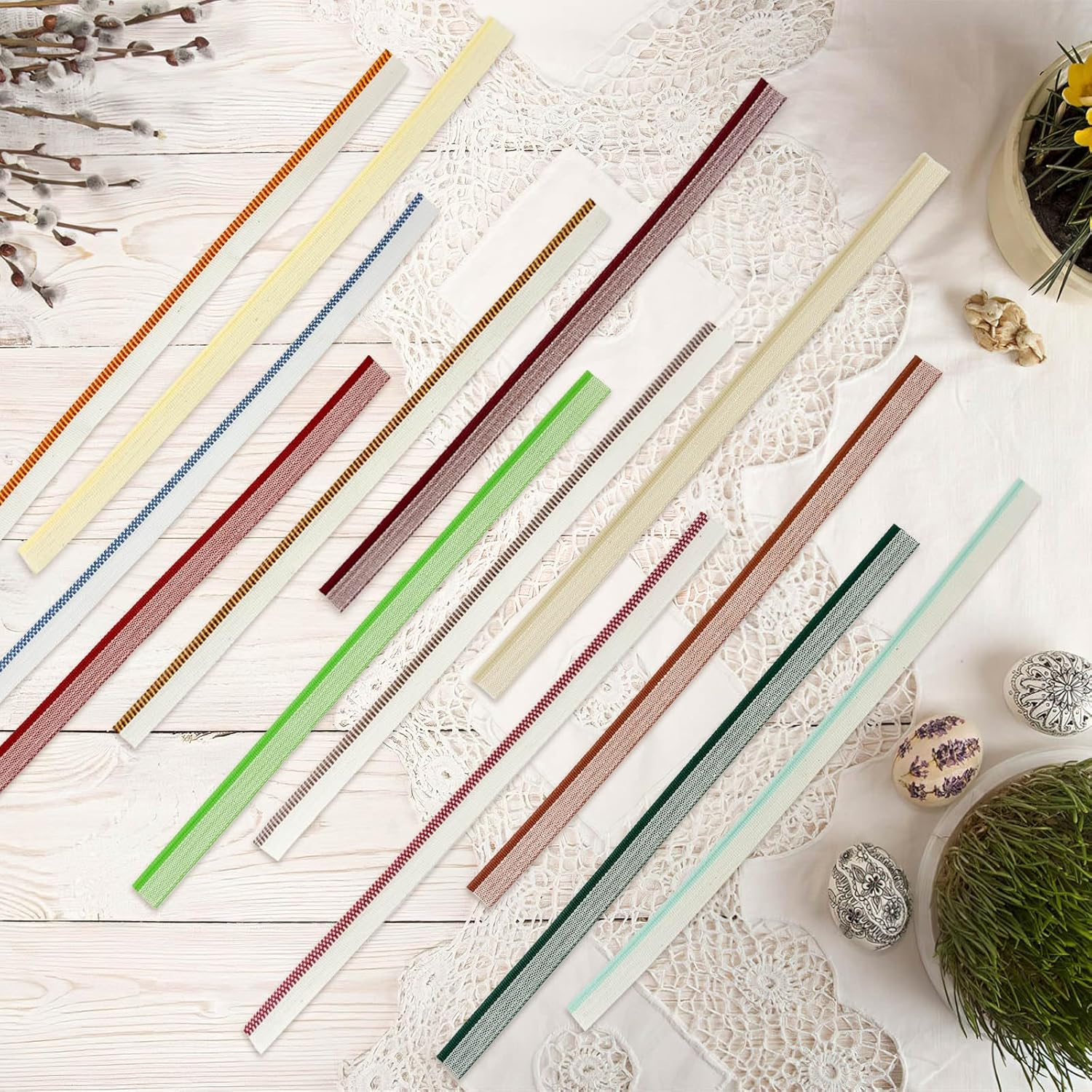 52 Pcs Book Binding Headbands, 26 Colors 11.8 Inches Bookbinding Endbands Book Binding Kit for Beginners, Book Binding Kit Supplies, 0.5 Inch Wide (Colorful) image number 4